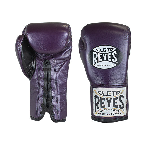 Boxing Gloves Cleto Reyes Official Safetec Lace-Up Metallic Purple - 8 OZ