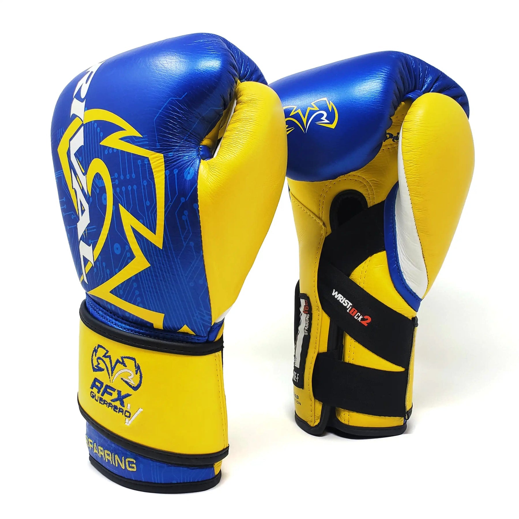 Boxing Gloves Rival RFX-Guerrero-V Sparring P4P Edition Blue/Yellow - 18 OZ