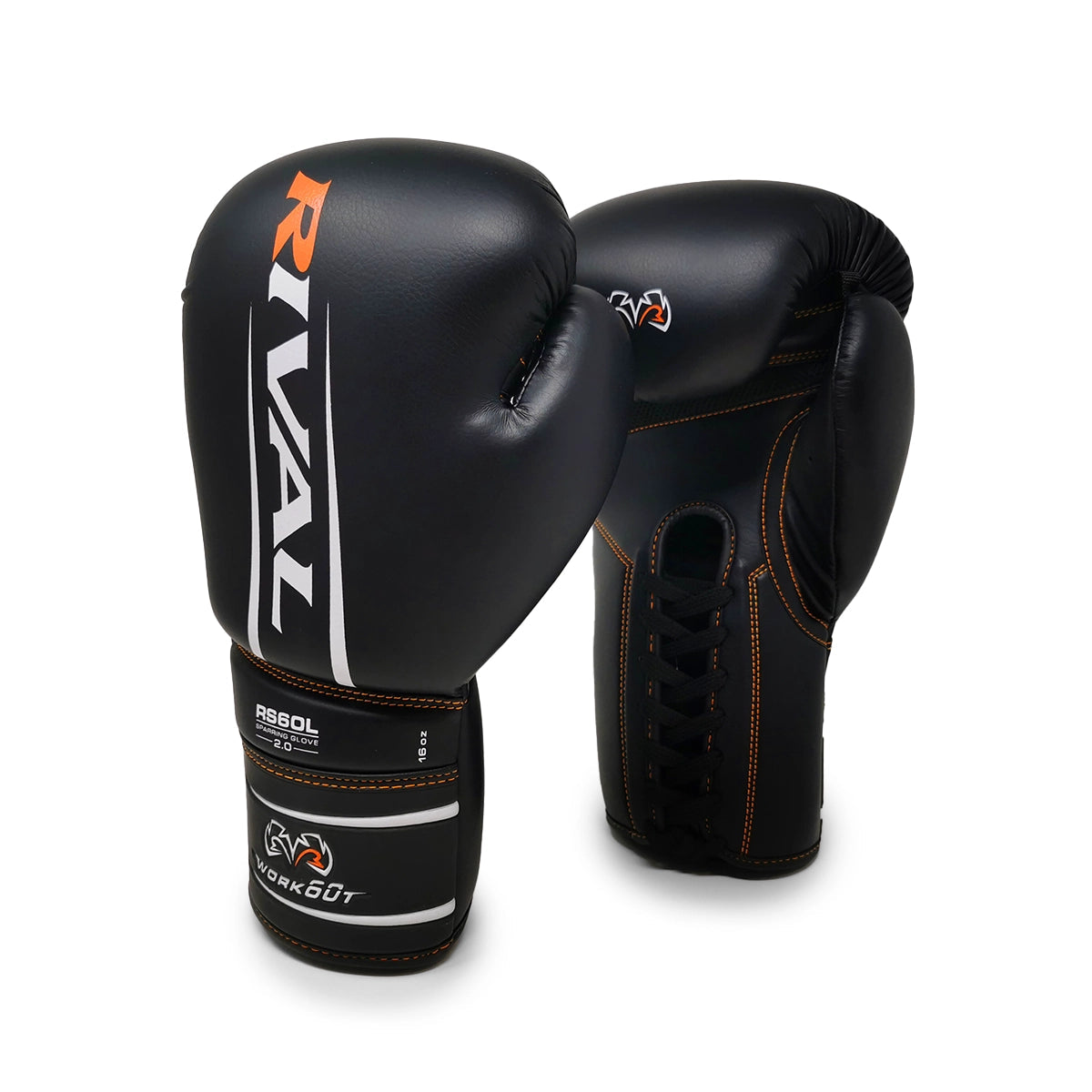 Boxing Gloves Rival RS60 Workout Sparring 2.0 Lace-up  Black - 12 OZ