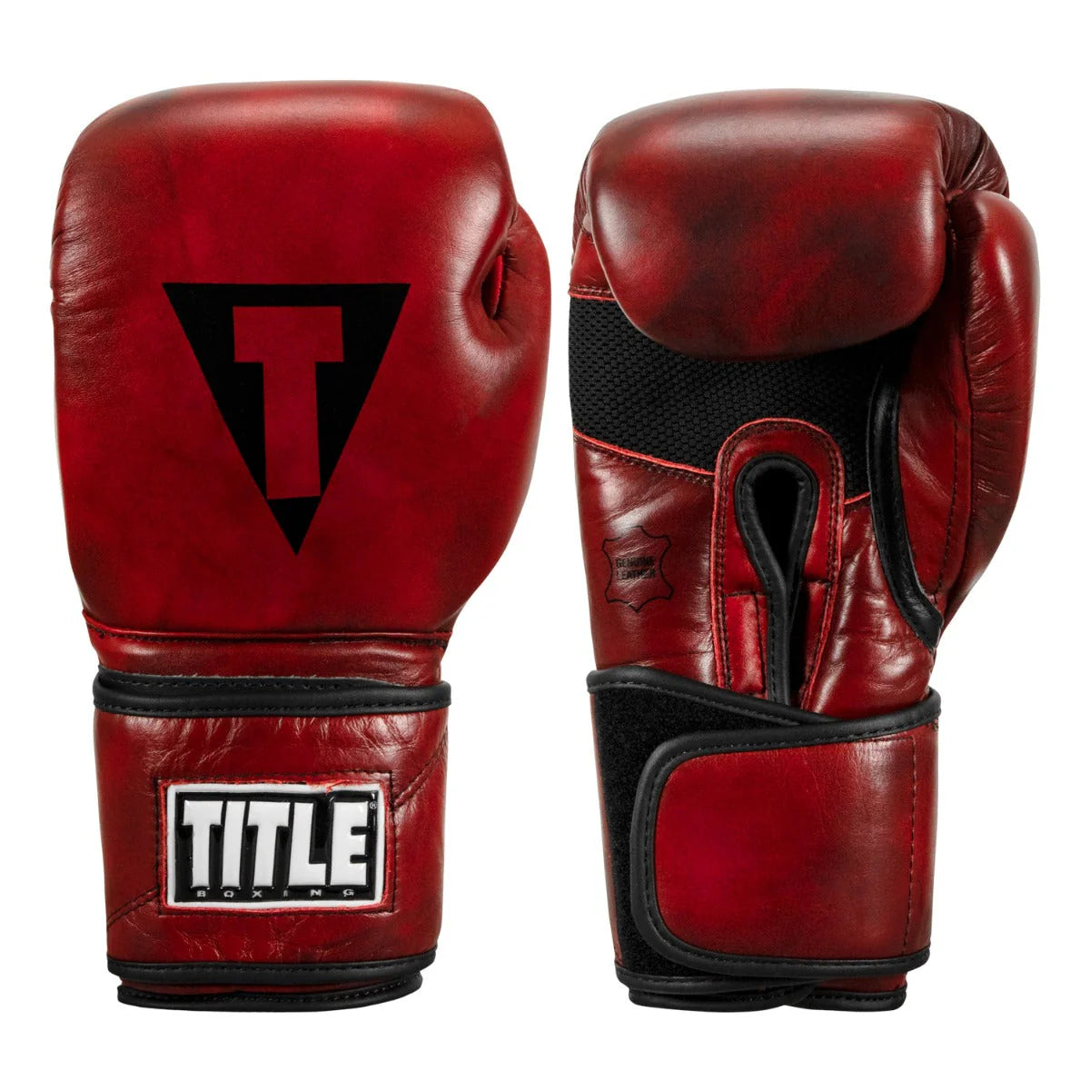 Boxing Gloves Title Blood Red Leather Training Red - 14 OZ
