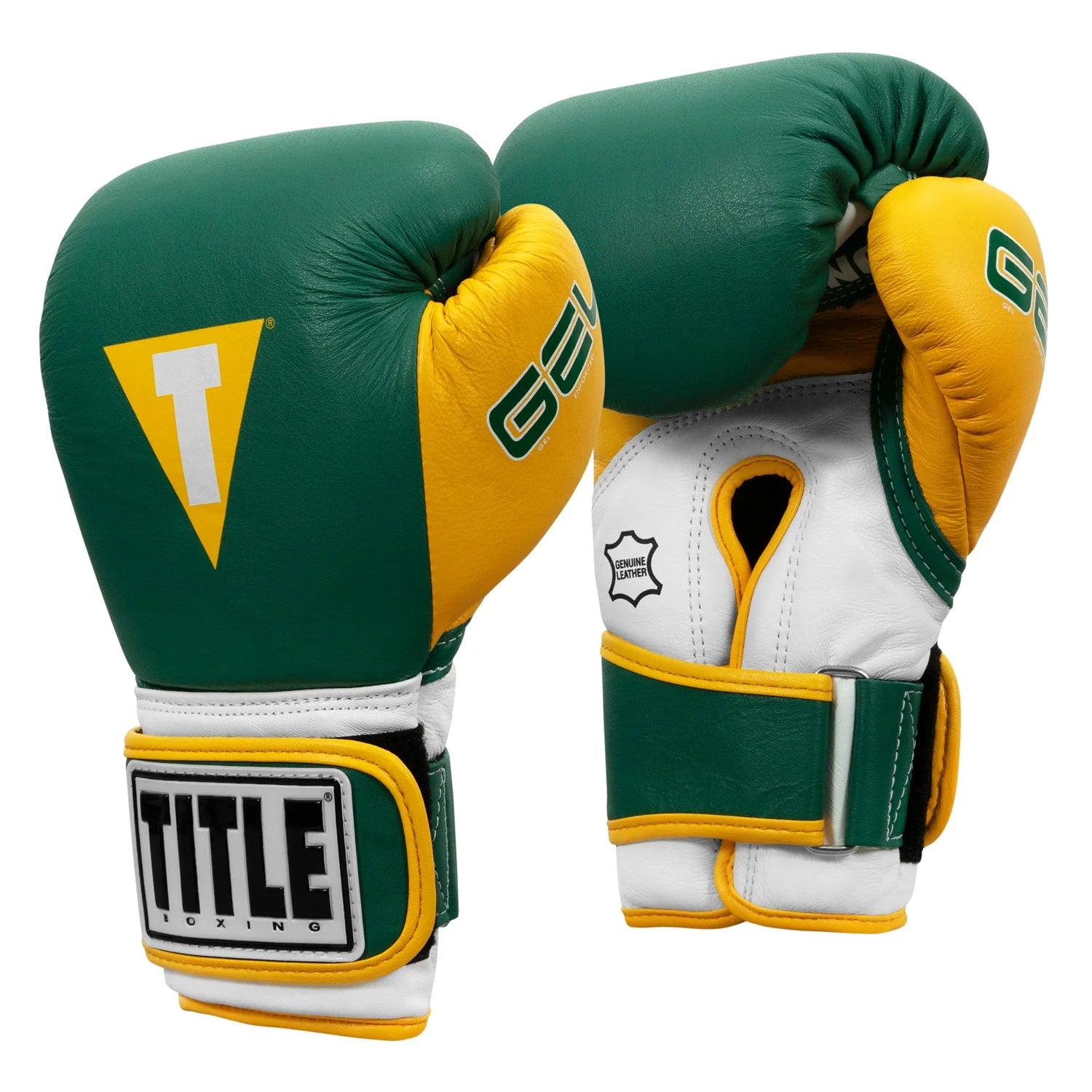 Boxing Gloves Title Gel World V2T Bag Green/Gold - L Size
