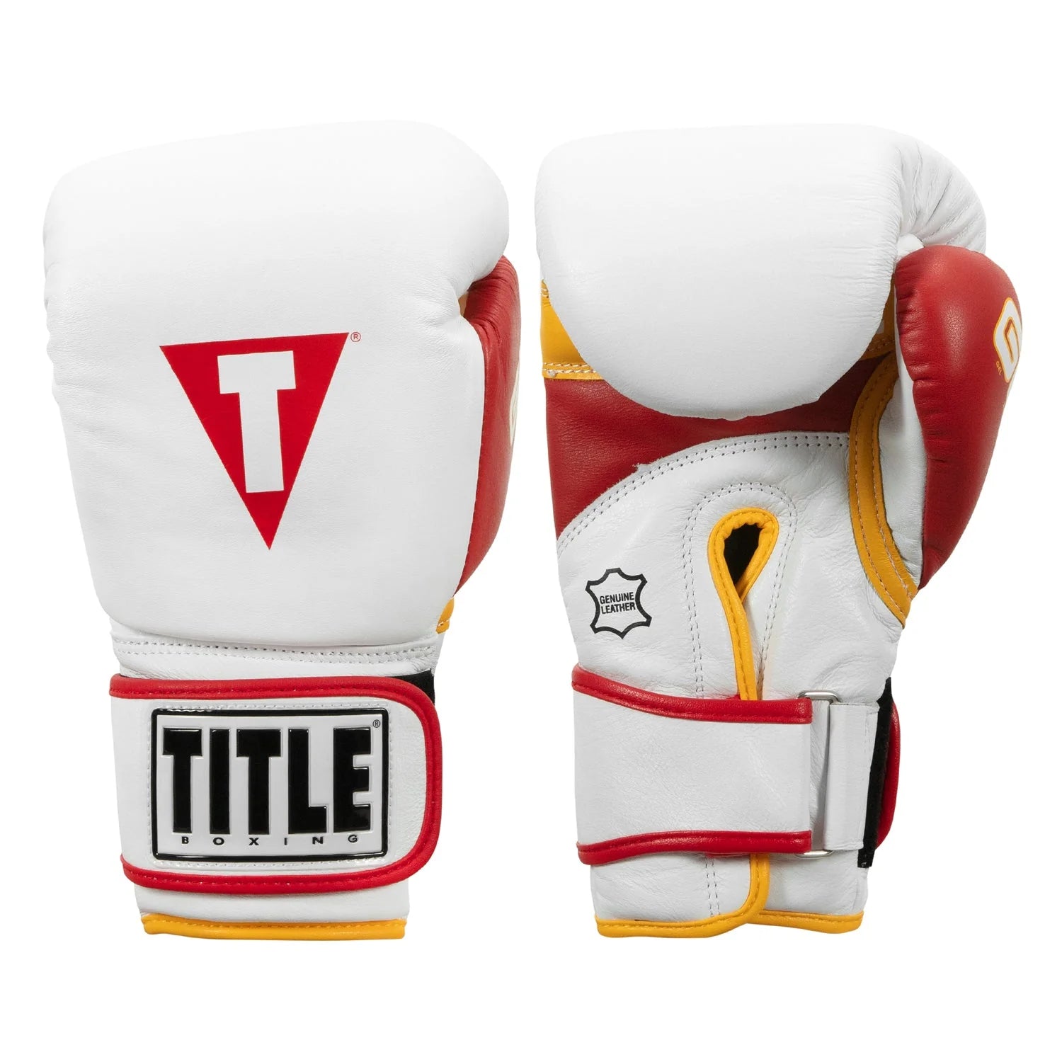 Boxing Gloves Title Gel World V2T Bag White/Red/Gold - M Size
