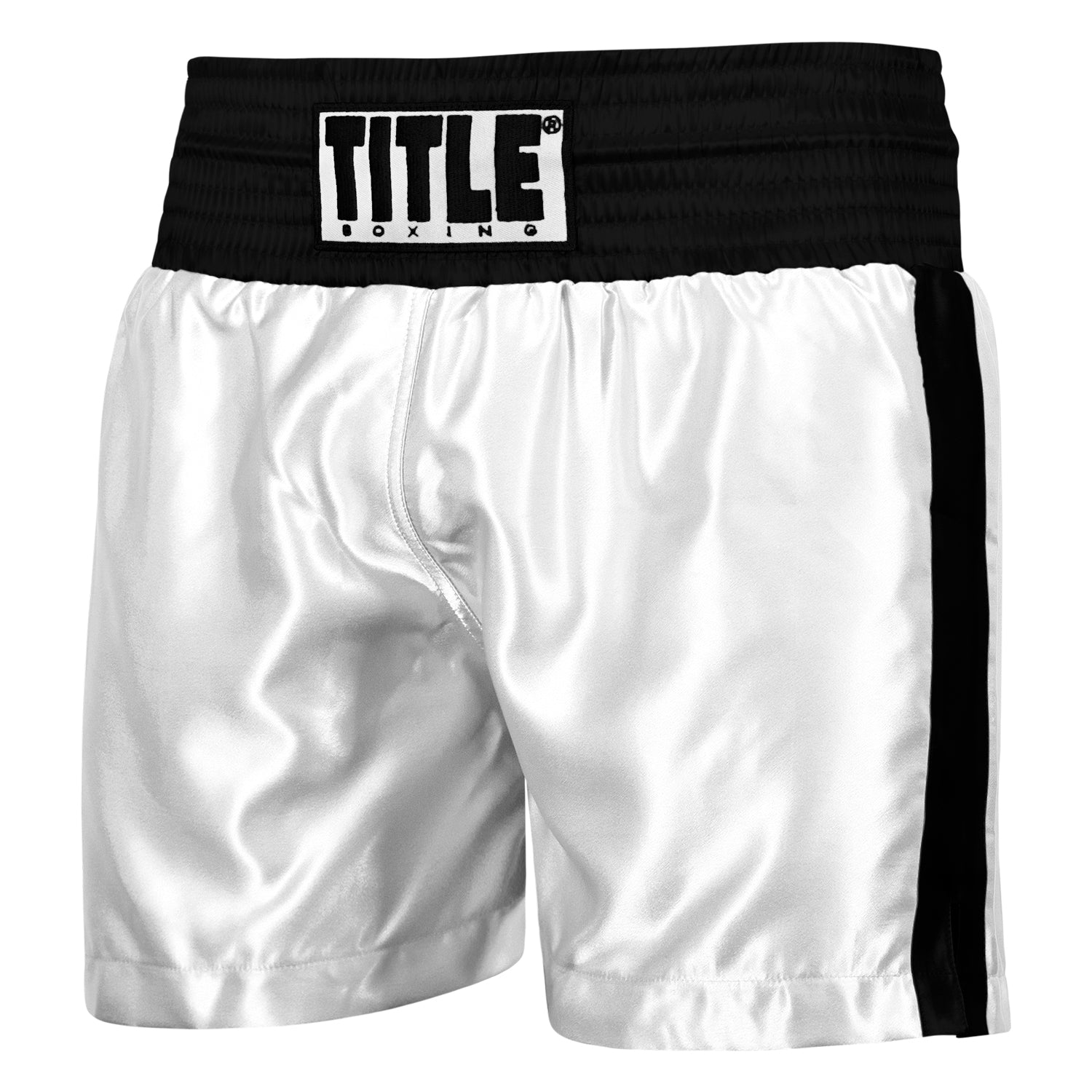 Shorts For Boxing Pro Traditional Cut Trunks Title White/Black - YL Size