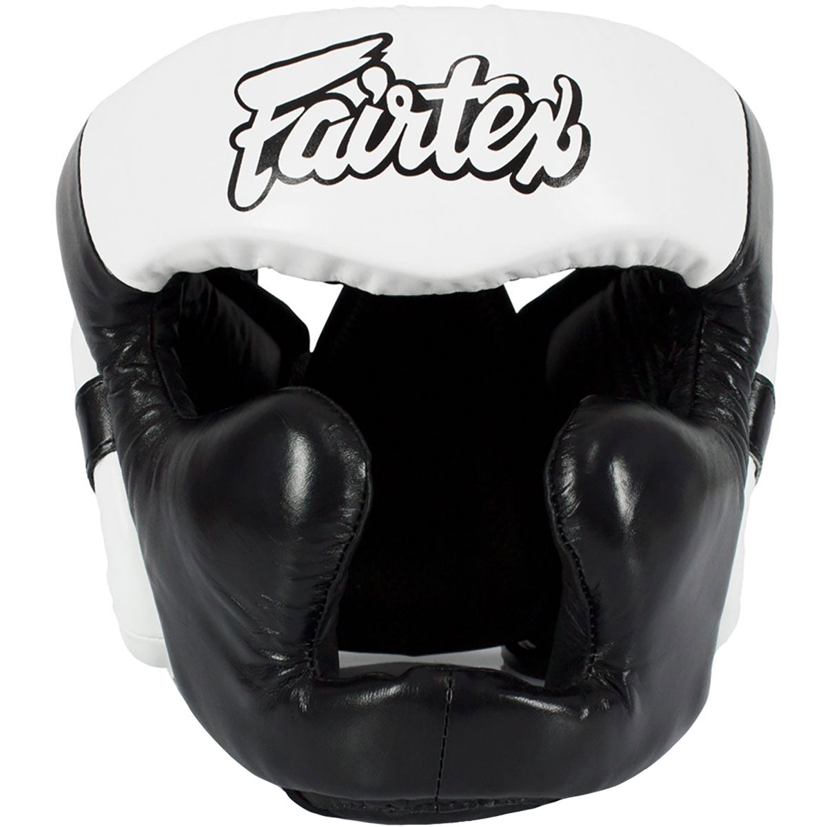 Head Guard Fairtex HG13+F Black White Diagonal View Full Cover - L Size