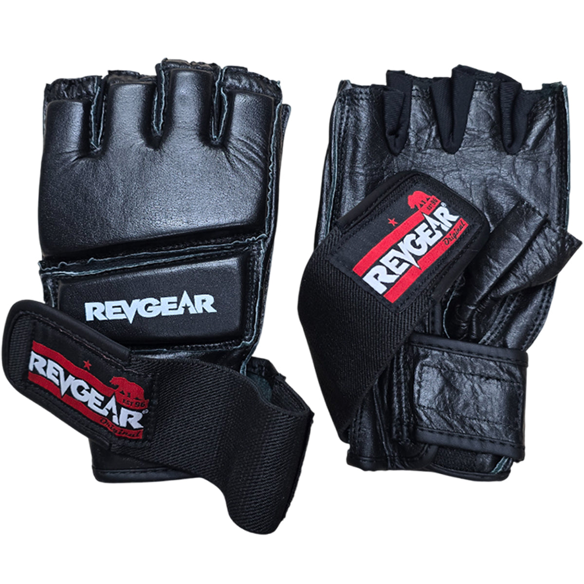 Gloves MMA Grappling Revgear Black Leather - S Size