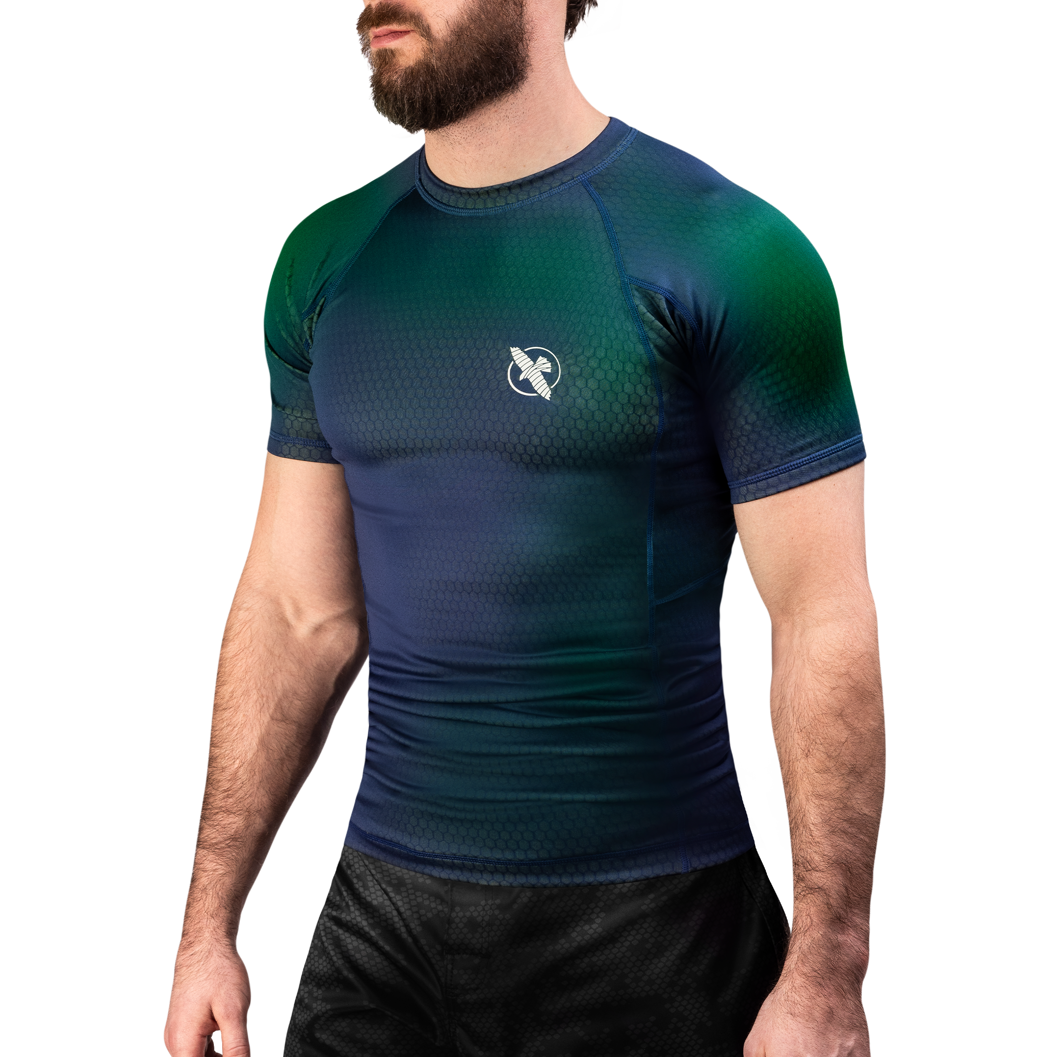Rash Guard Hayabusa Fusion Short Sleeve Blue Green - S Size