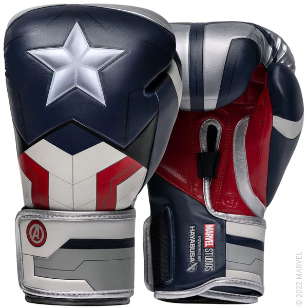 Boxing Gloves Hayabusa Marvel's Captain America (Sam Wilson) Silver Blue- 12 OZ