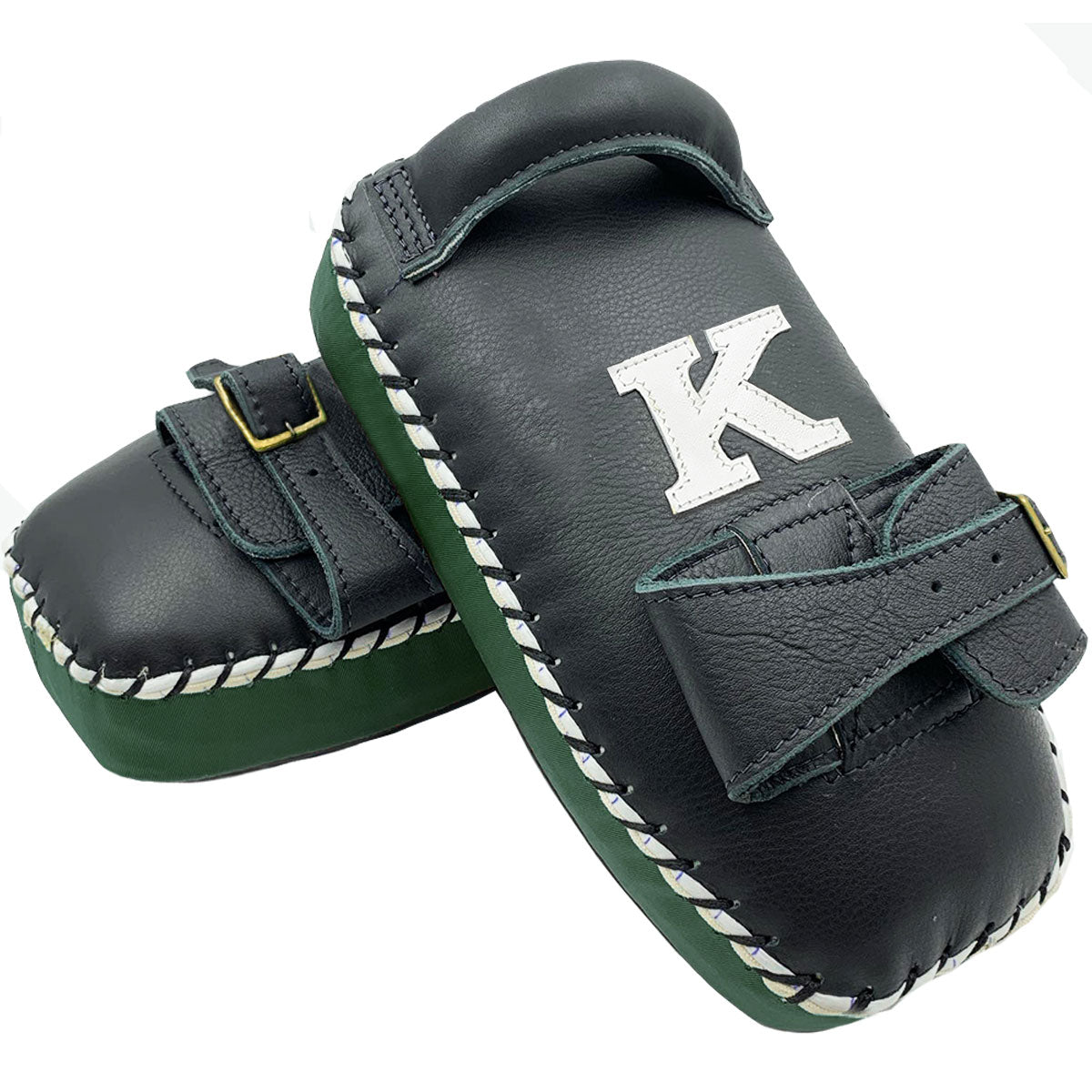 Kicking Pads K Brand K-KKP Single Strap Black Green Muay Thai Boxing