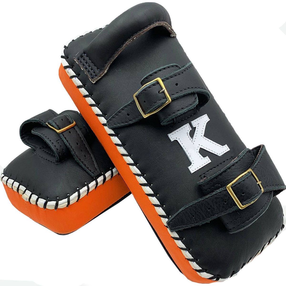 Kicking Pads K Brand K-KKP Black Orange Double Strap Muay Thai Boxing
