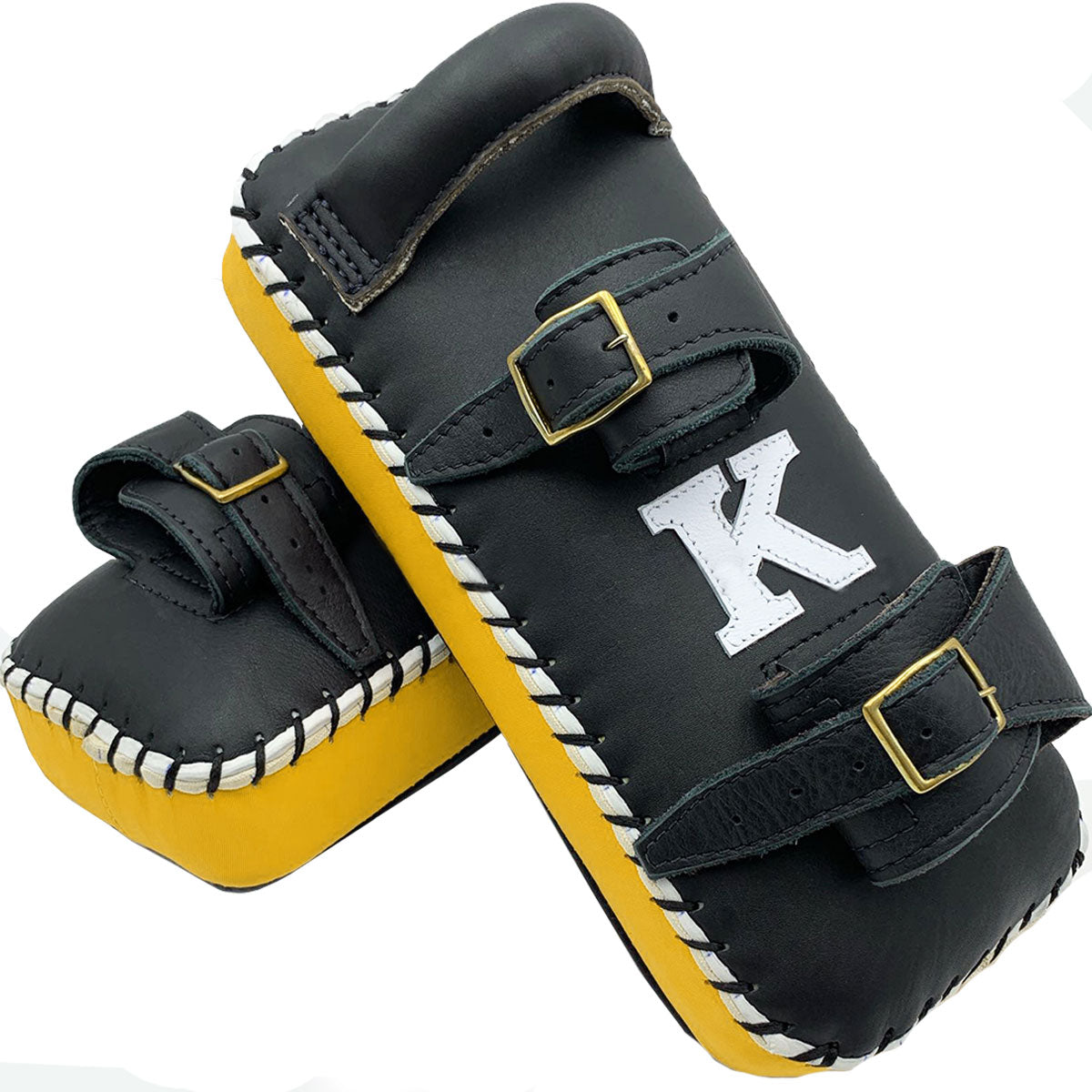 Kicking Pads K Brand K-KKP Black Yellow Double Strap Muay Thai Boxing
