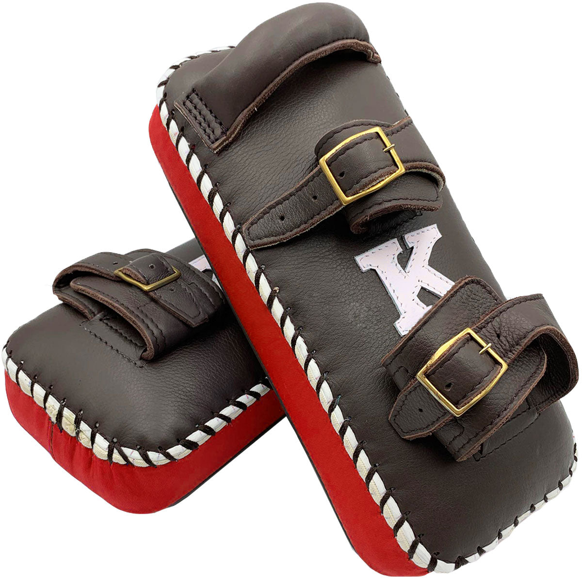 Kicking Pads K Brand K-KKP Brown Red Double Strap Muay Thai Boxing