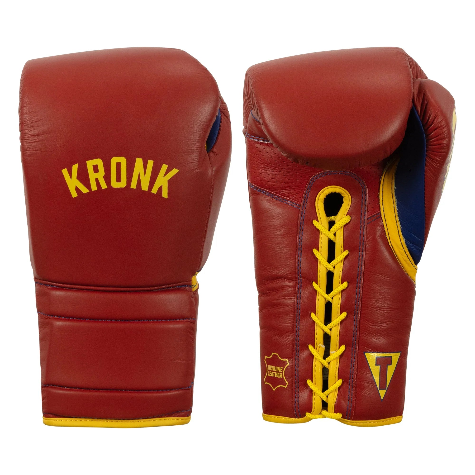 Boxing Gloves TITLE KRONK Boxing Gym Lace-Up Training Red/Gold - 12 OZ