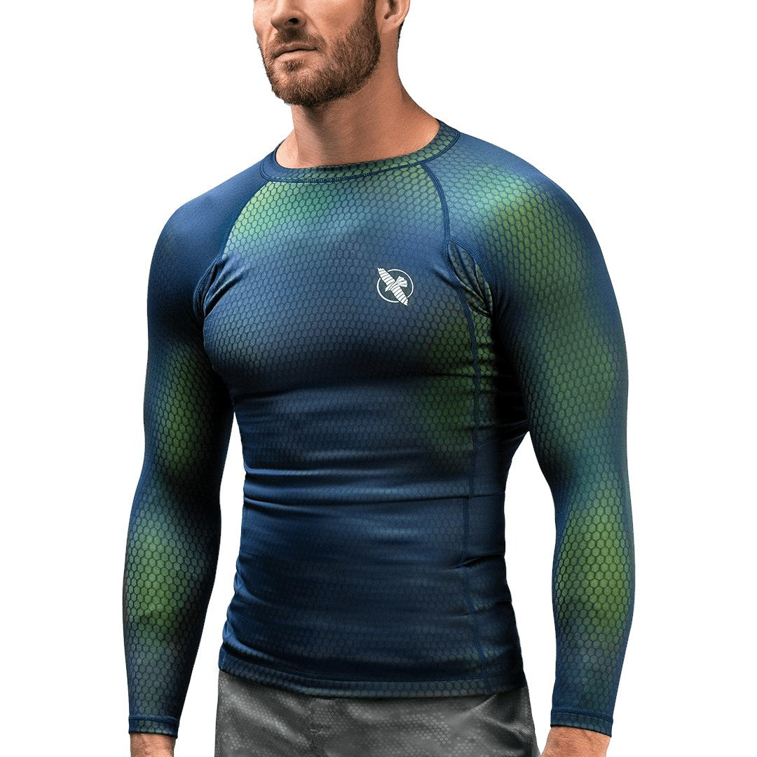 Rash Guard Hayabusa Fusion Long Sleeve Blue Green - XL Size