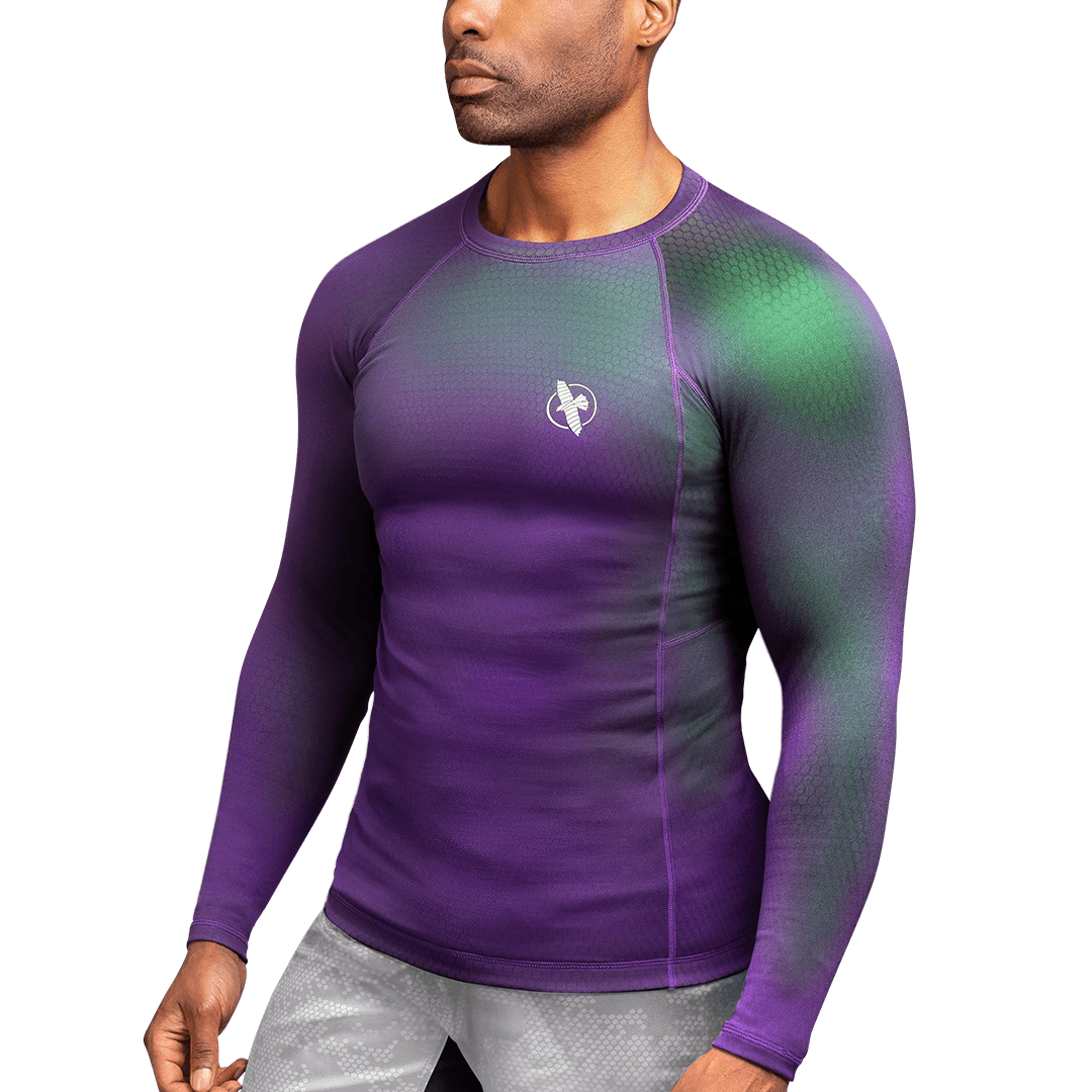 Rash Guard Hayabusa Fusion Long Sleeve Purple Green - L Size