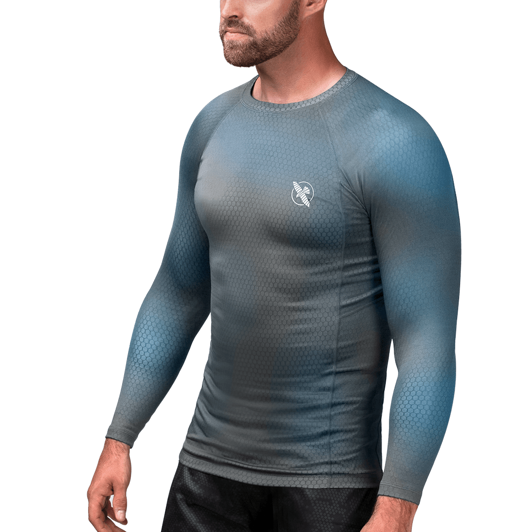 Rash Guard Hayabusa Fusion Long Sleeve Grey Aqua - L Size