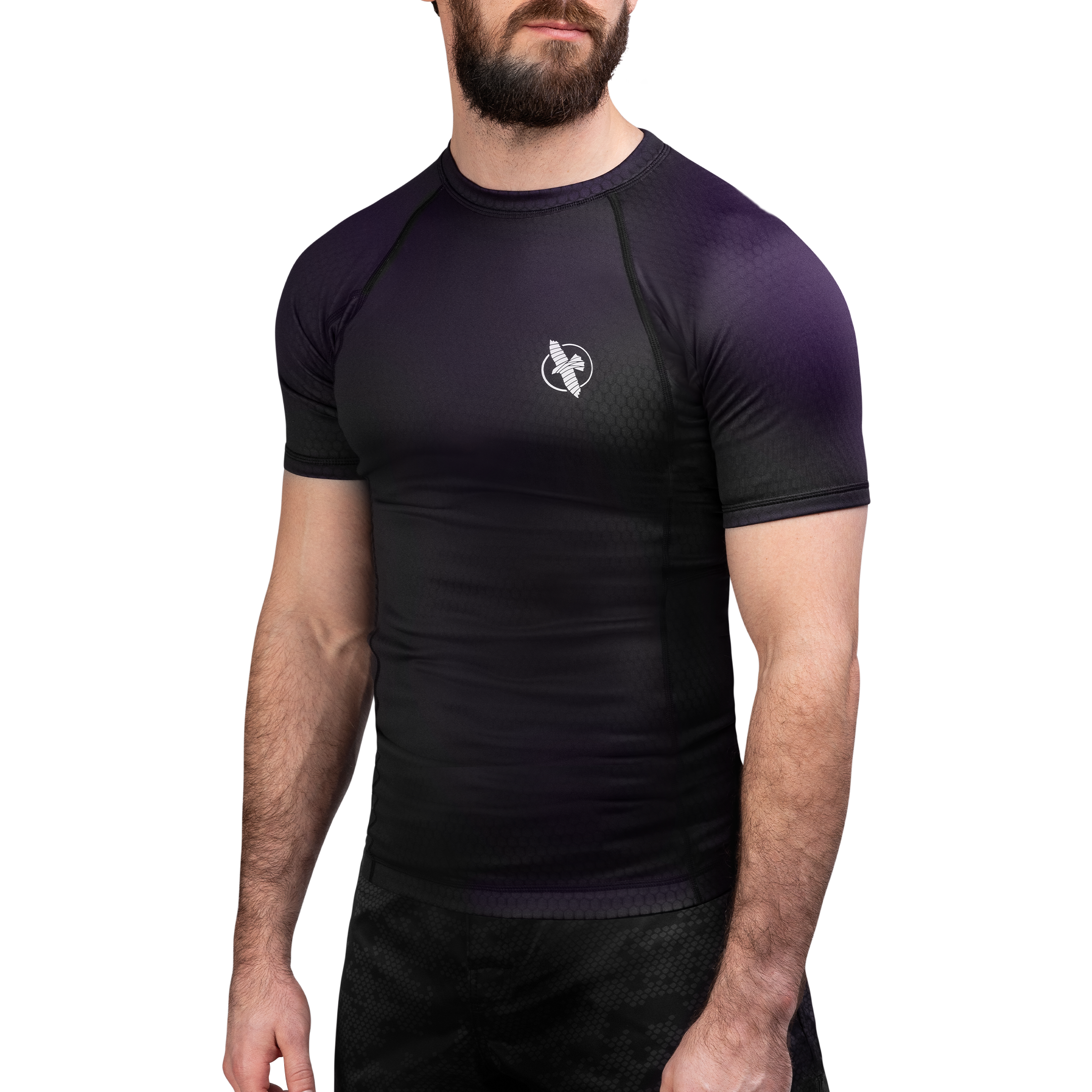 Rash Guard Hayabusa Fusion Short Sleeve Black Purple - L Size