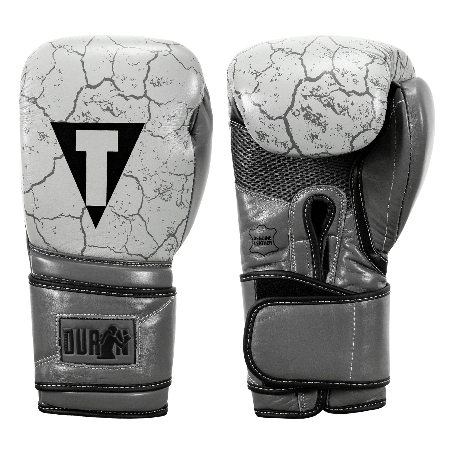 Boxing Gloves TITLE Boxing Roberto Duran Stone Leather Training Grey - 12 OZ