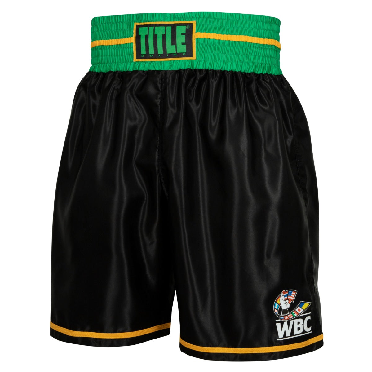 Shorts For Boxing WBC by TITLE Professional Trunks Title Black/Green - L Size
