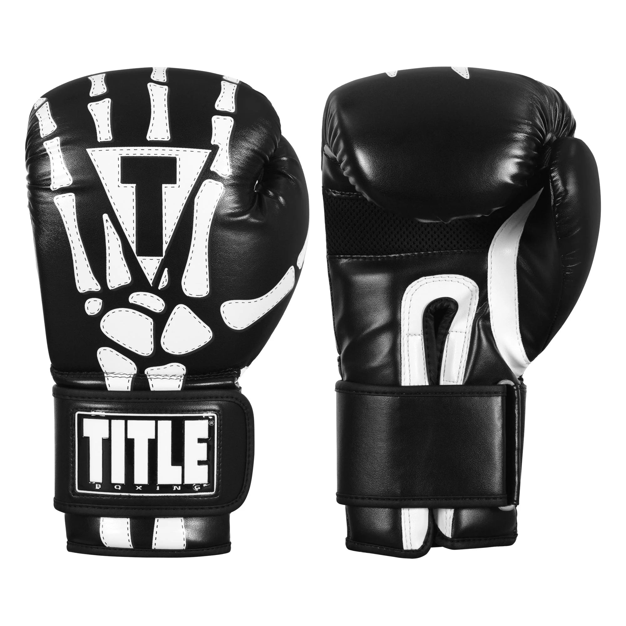 Boxing Gloves Title Skeleton Hand Bag Black - XL Size
