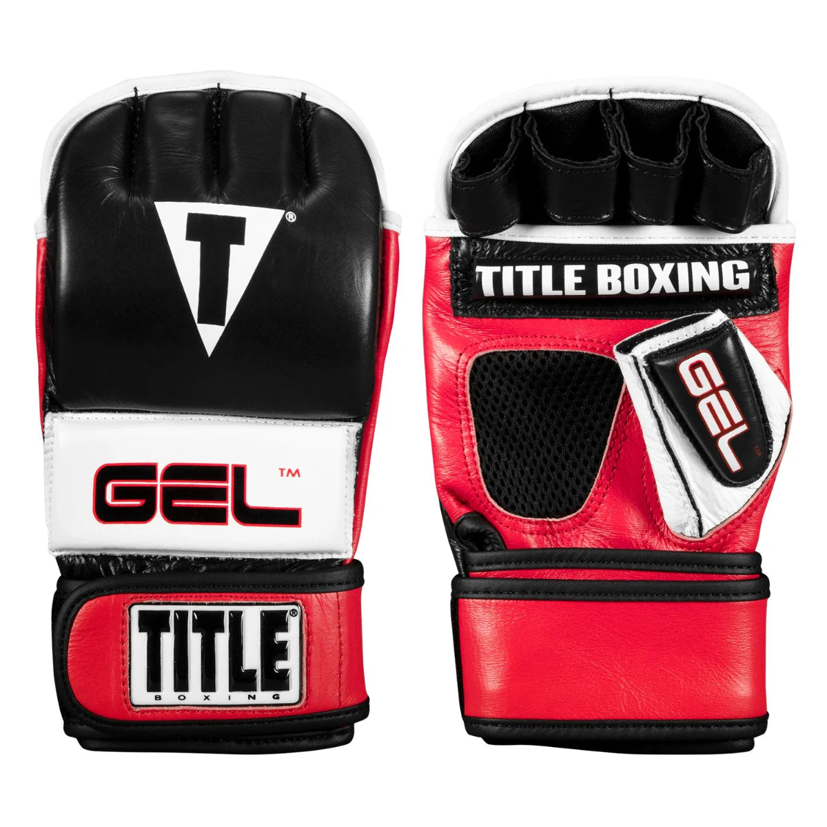 MMA Gloves Title Gel Incensed Wristband Heavy Black/White/Red - Regular Size