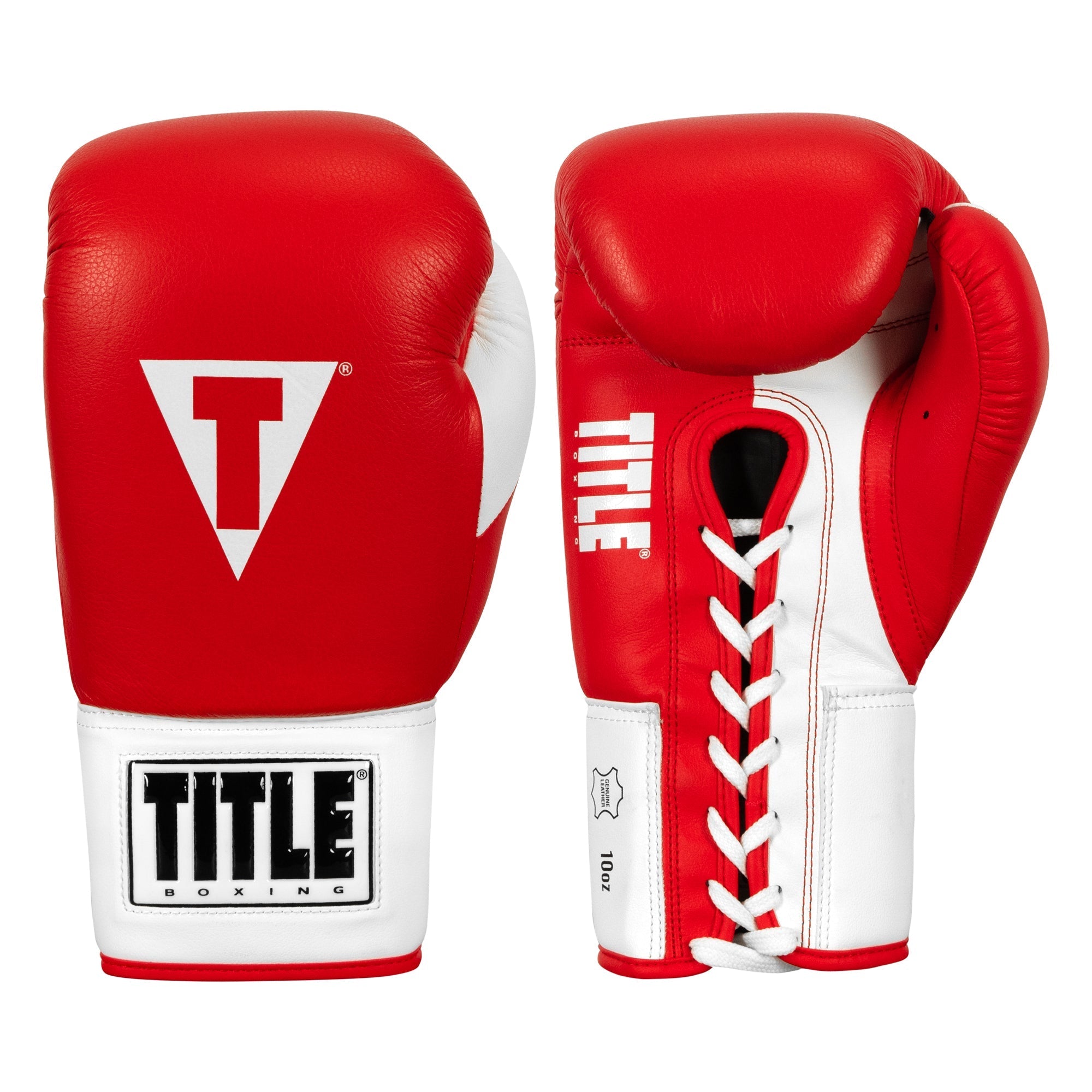 Boxing Gloves Title Great Official Pro Fight Lace-Up Red White - 8 OZ