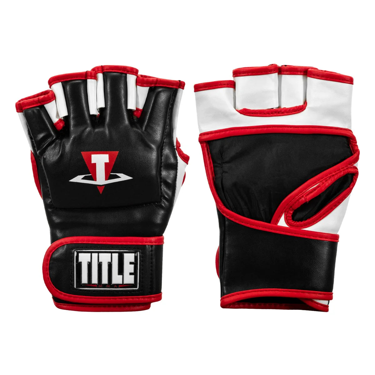 MMA Gloves Title Conflict Pro Fight Open Palm Black/White/Red - L Size