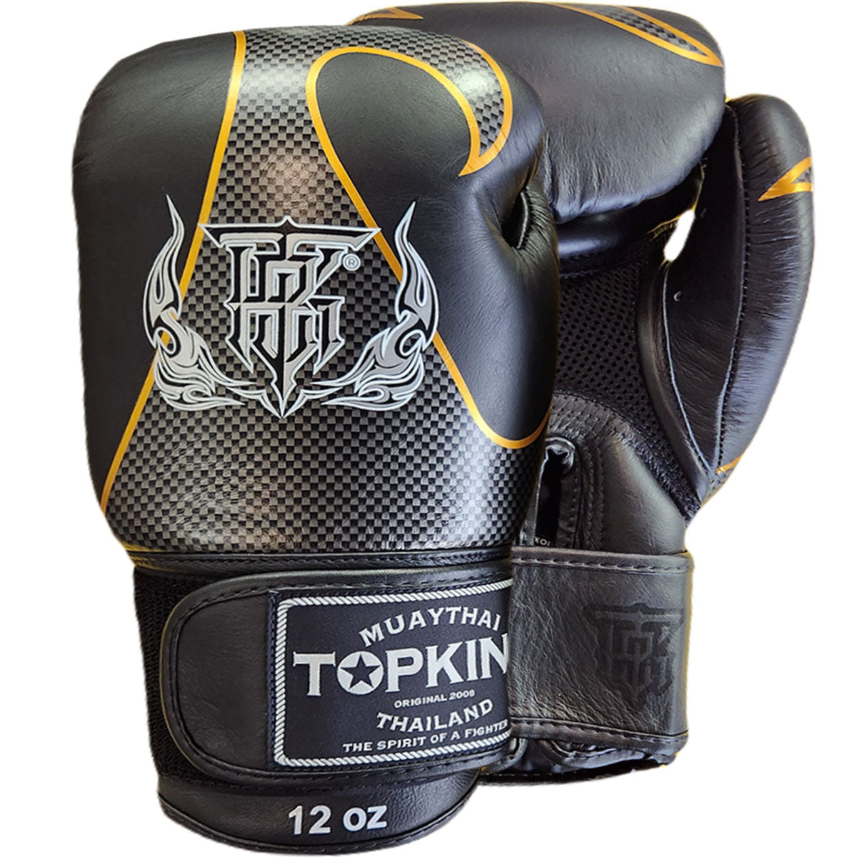 Boxing Gloves Top King TKBGEM-01 Air Black Silver Empower Creativity - 12 OZ