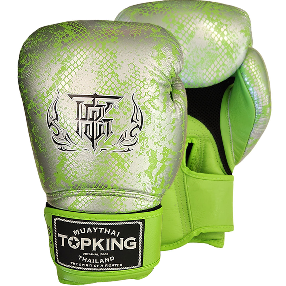 Boxing Gloves Top King TKBGSS-02 Air Green Silver Muay Thai - 16 OZ