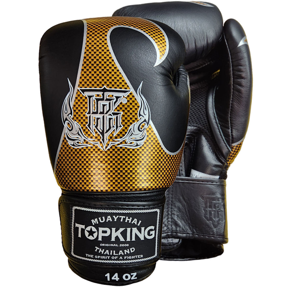Boxing Gloves Top King TKBGEM-01 Air Black Gold Empower Creativity - 16 OZ