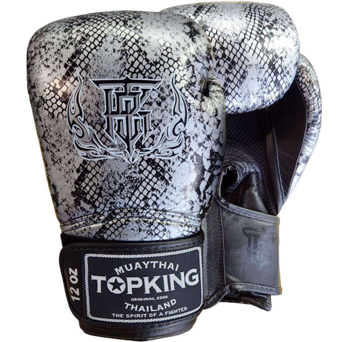 Boxing Gloves Top King TKBGSS-02 Air Black Silver Muay Thai - 12 OZ