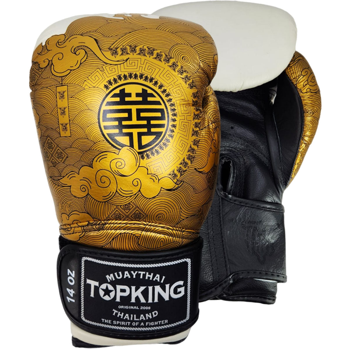 Boxing Gloves Top King TKBGCN-01 ''HAPPINESS CHINESE'' White - 10 OZ