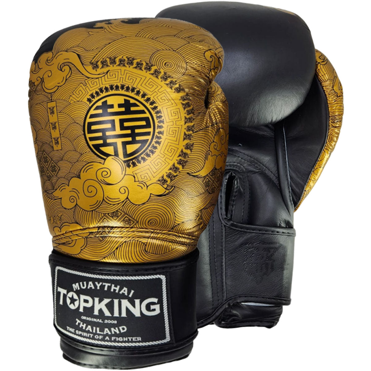 Top King Boxing Gloves TKBGCN-01 ''HAPPINESS CHINESE'' Black