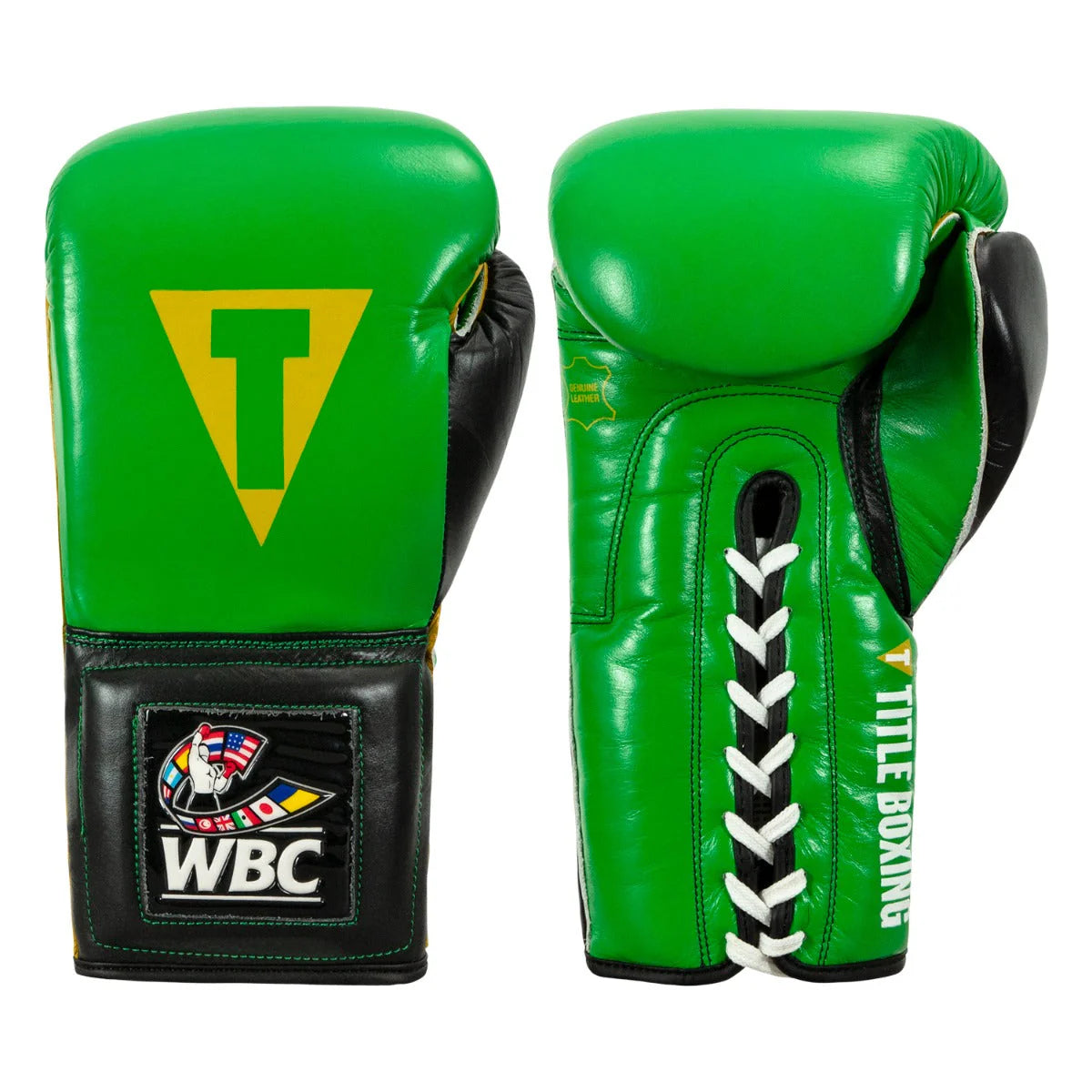 Boxing Gloves Title WBC by TITLE Boxing Sparing Lace-Up Green/Black - 12 OZ