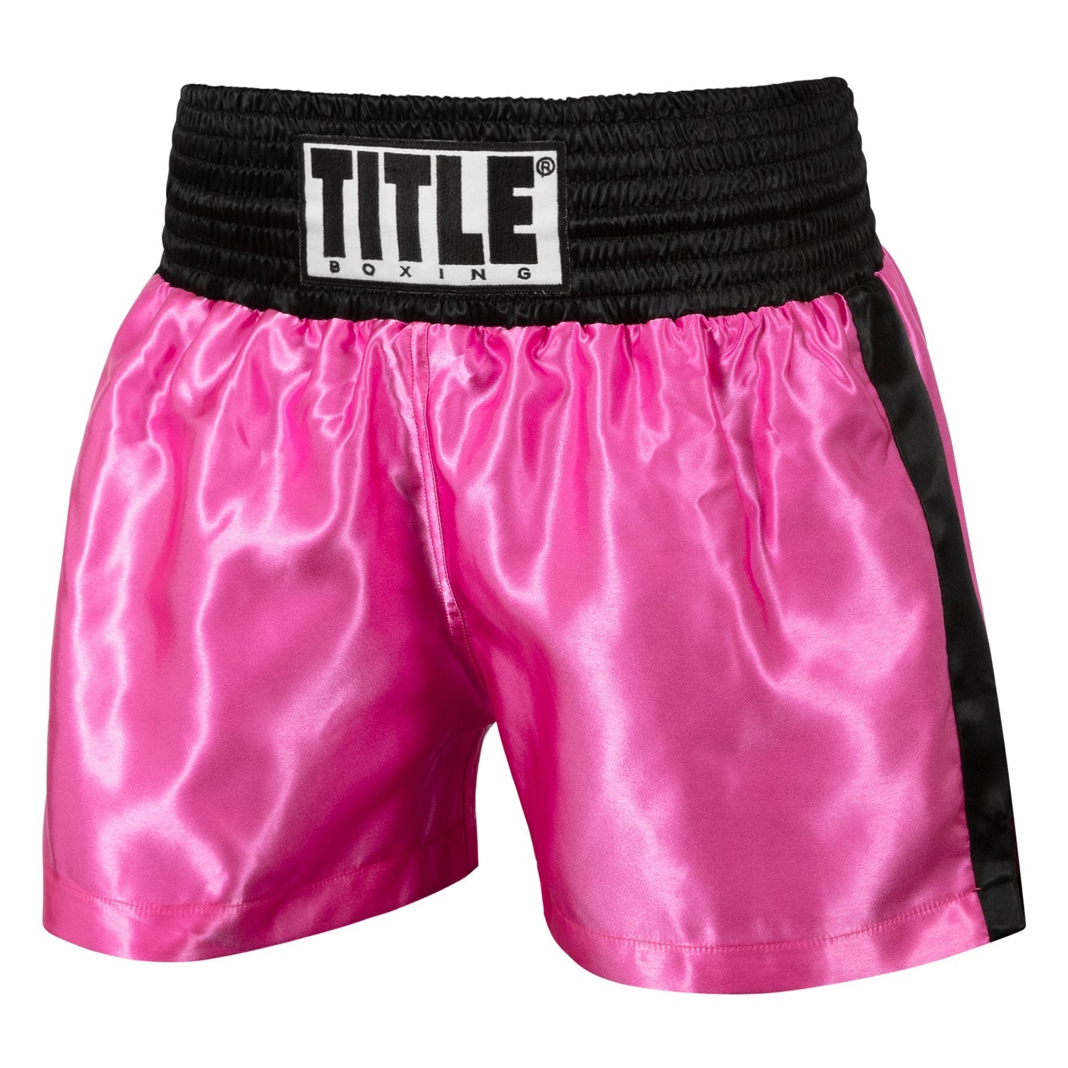 Shorts For Boxing Professional Women’s Satin Striped Trunks Title Pink/Black - XL Size