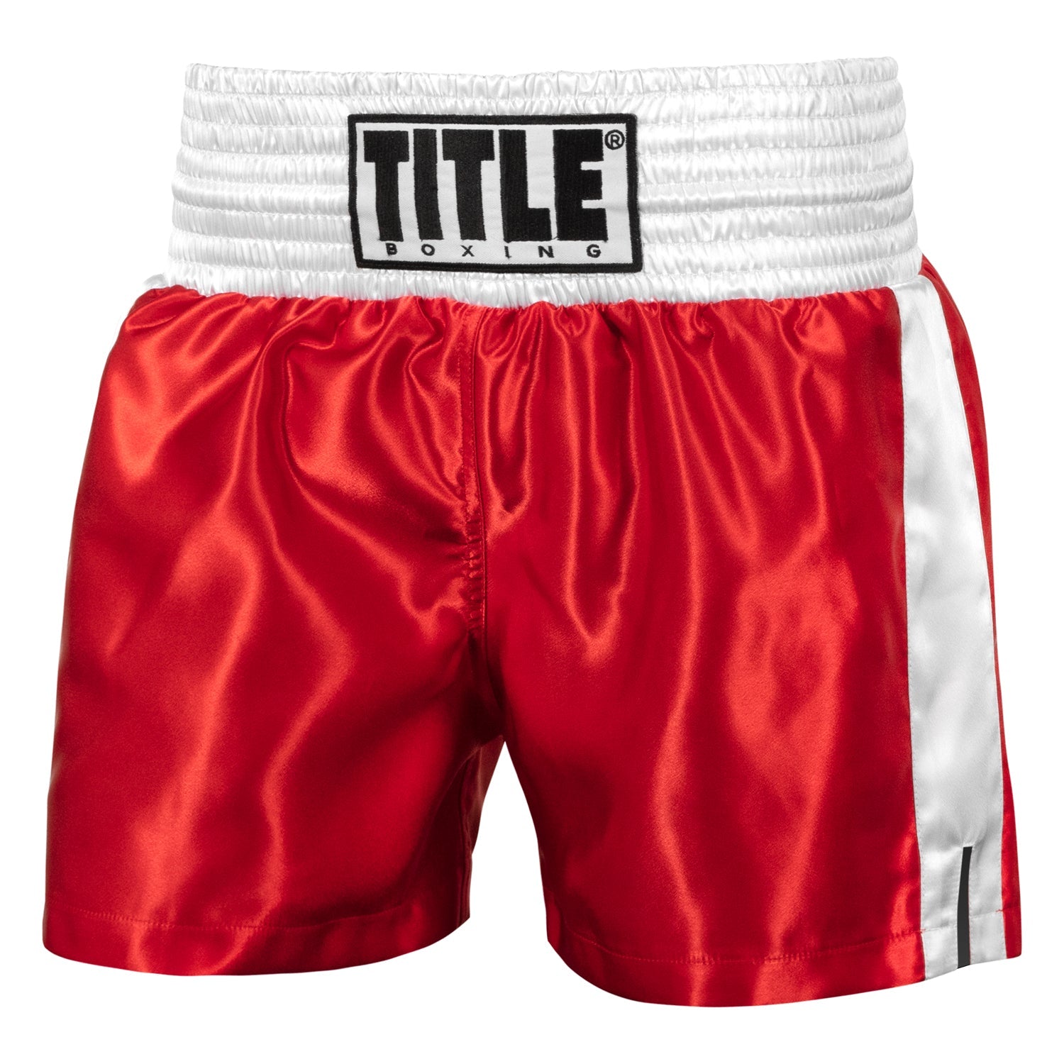 Shorts For Boxing Professional Women’s Satin Striped Trunks Title Red/White - XL Size