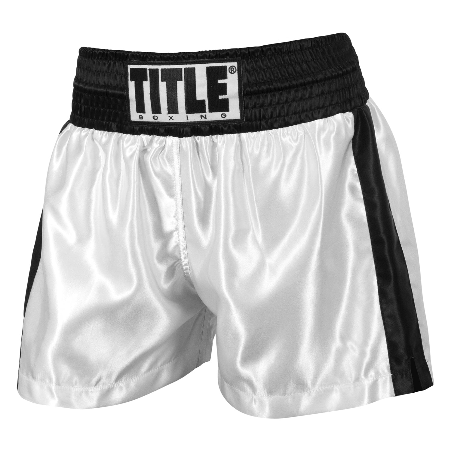 Shorts For Boxing Professional Women’s Satin Striped Trunks Title White/Black - L Size