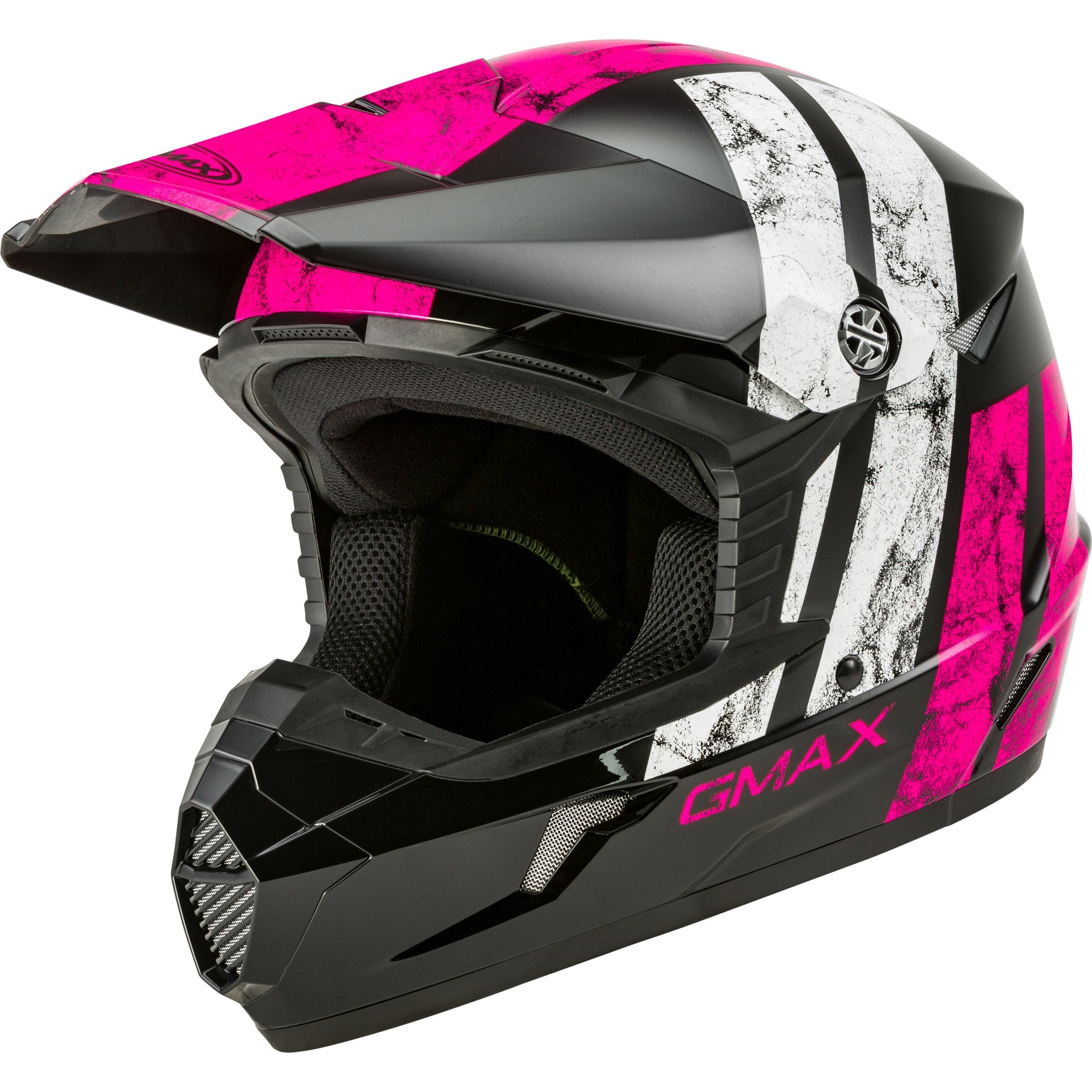 GMAX YOUTH MX-46Y OFF-ROAD DOMINANT HELMET BLACK/PINK/WHITE YS