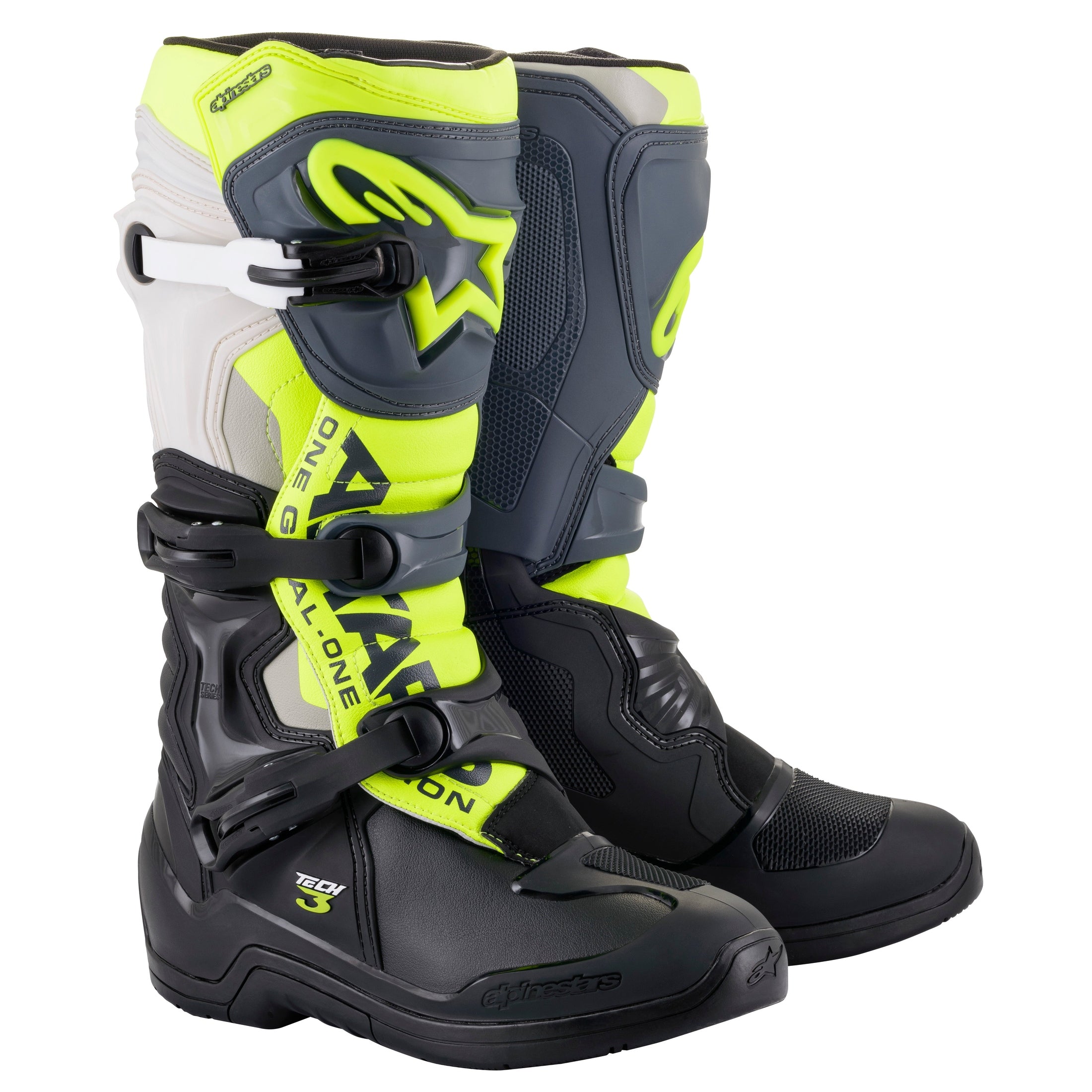 ALPINESTARS TECH 3 BOOTS BLK/COOL GREY/YLW/FLUO SZ 15