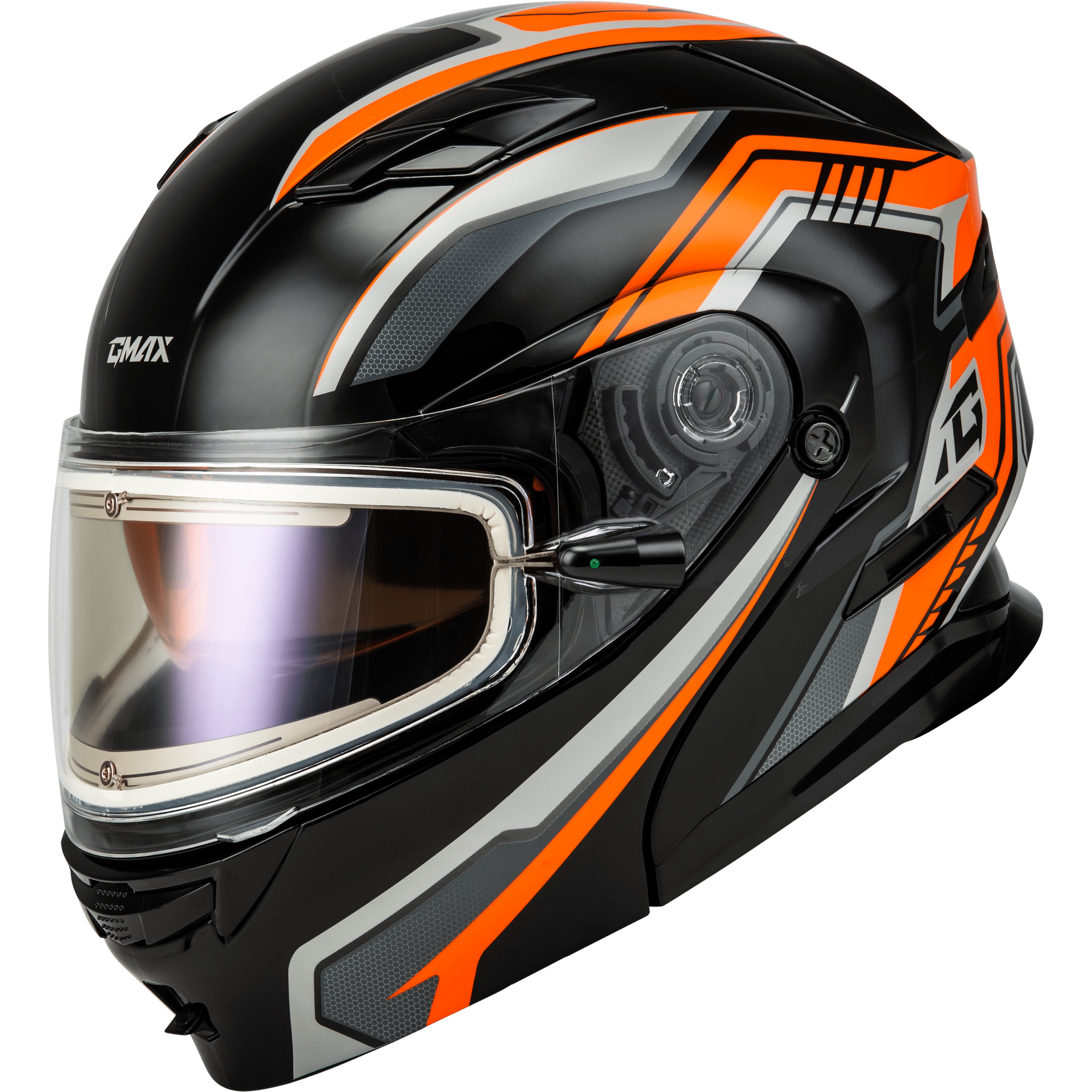 GMAX MD-01S TRANSISTOR SNOW HELMET W ELECTRIC SHLD ORANGE/BLK 3X