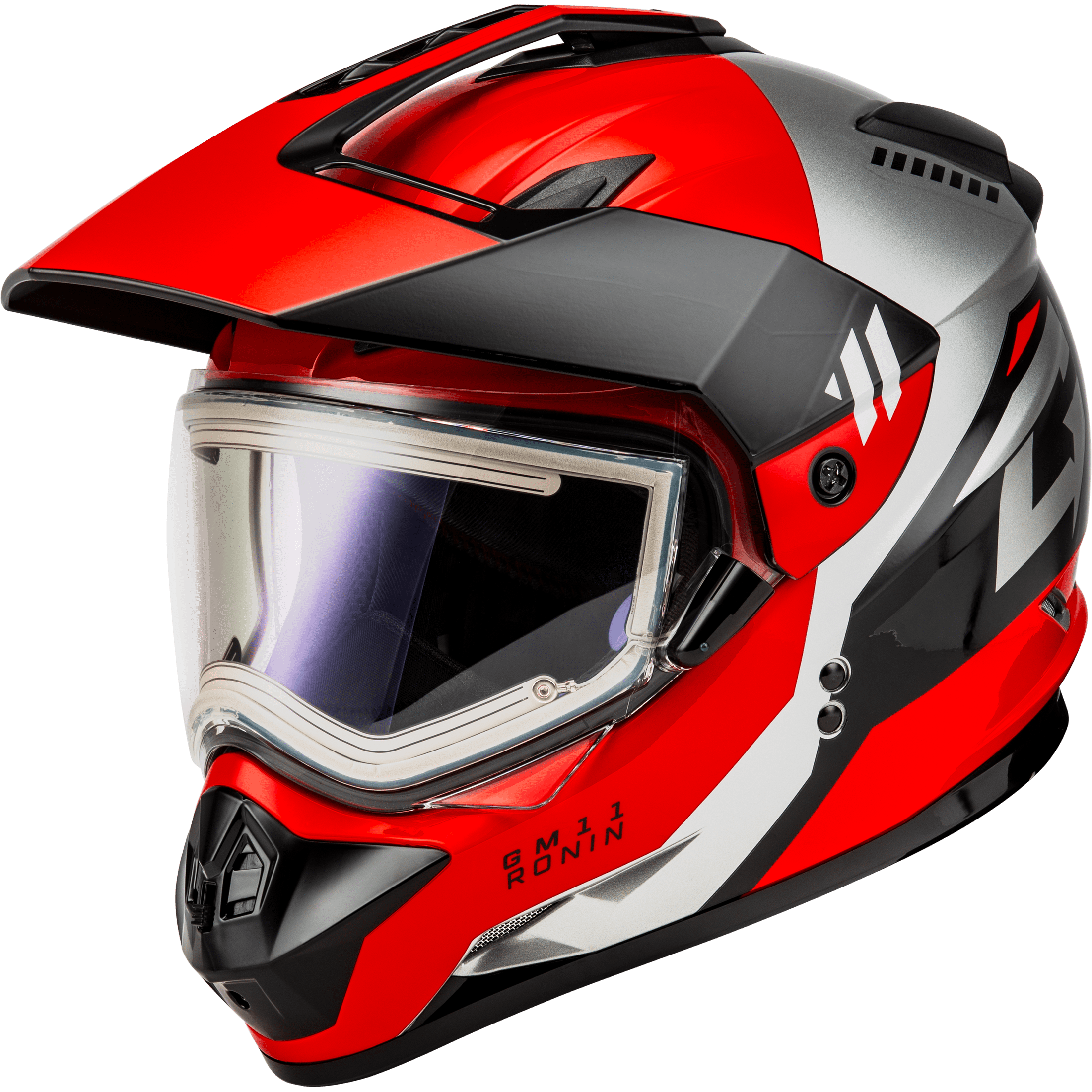 GMAX GM-11S RONIN SNOW HELMET W/ ELECTRIC SHIELD BLACK/RED XS