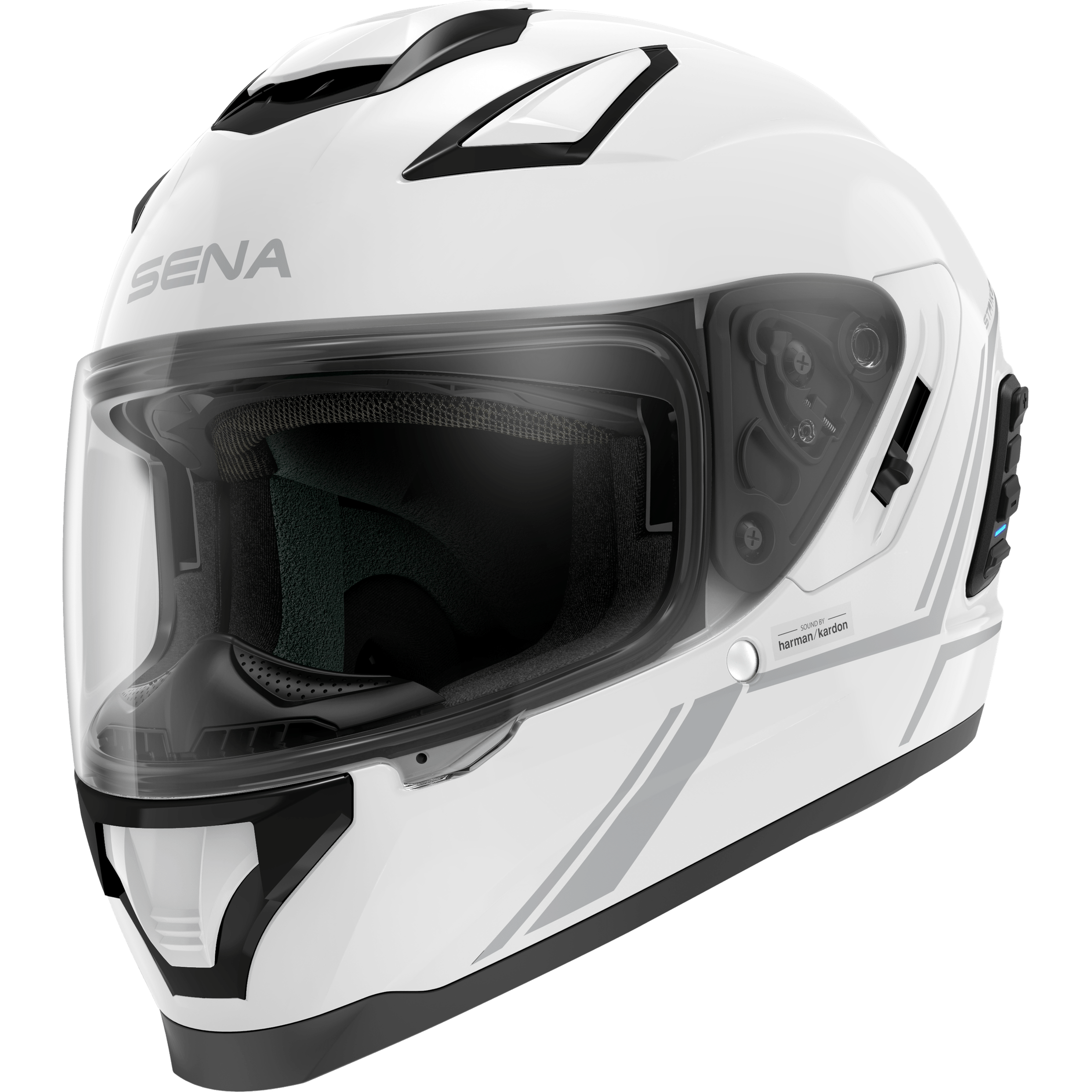 SENA STRYKER FULL FACE HELMET WITH MESH INTERCOM GLOSS WHITE XL