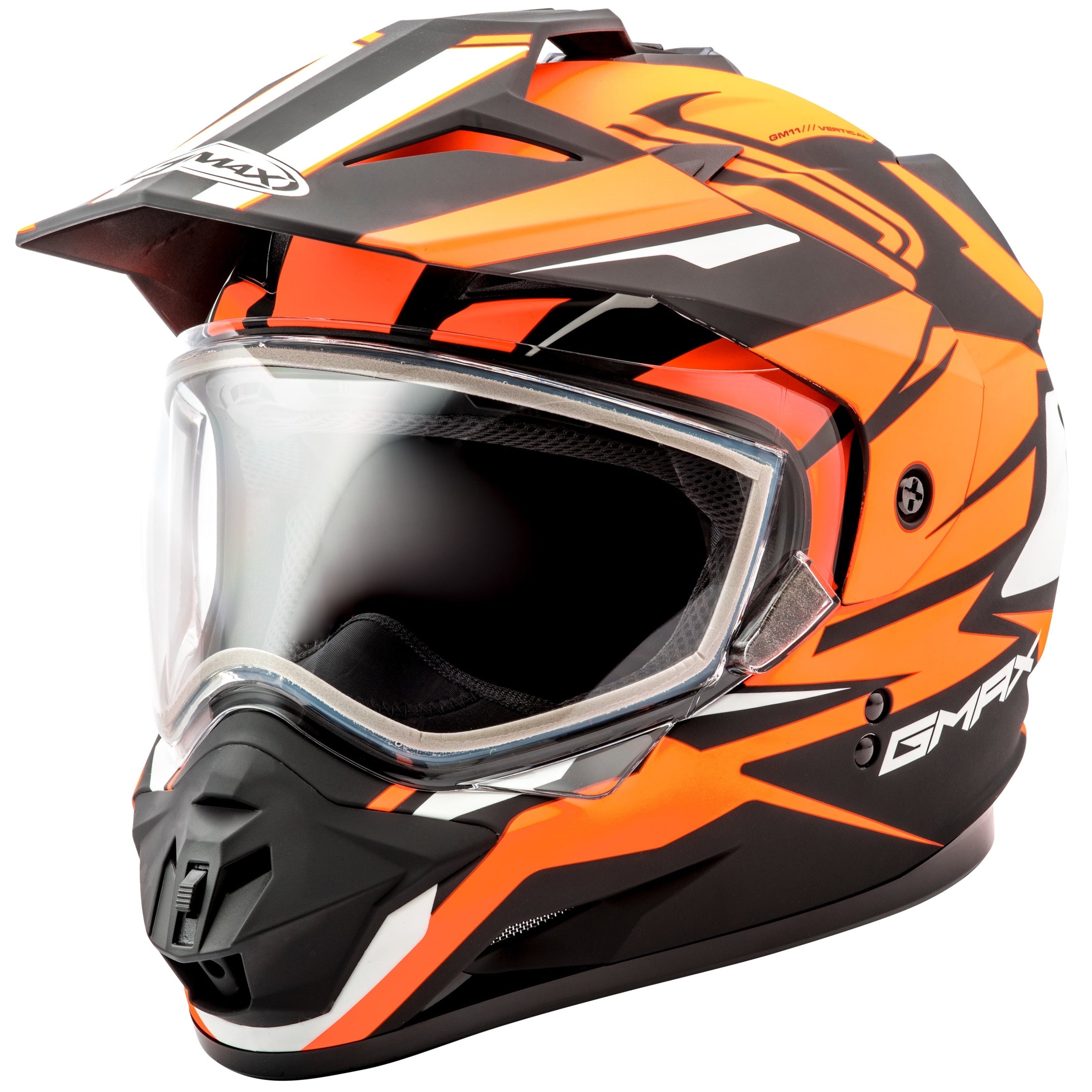 GMAX GM-11 DUAL-SPORT VERTICAL SNOW MATTE BLACK/NEON ORANGE MD