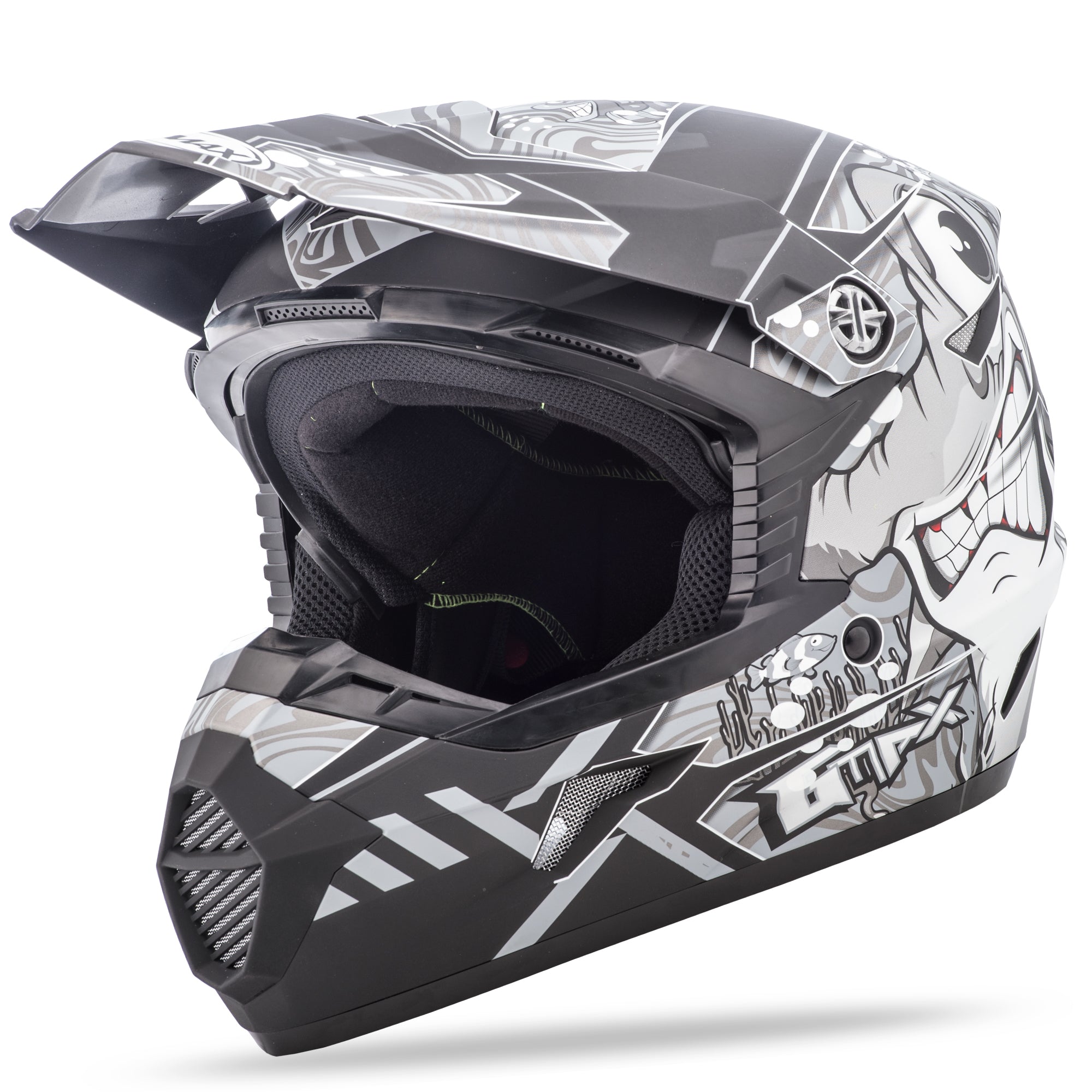 GMAX YOUTH MX-46Y OFF-ROAD HOOPER HELMET MATTE BLK/DARK SIL YL