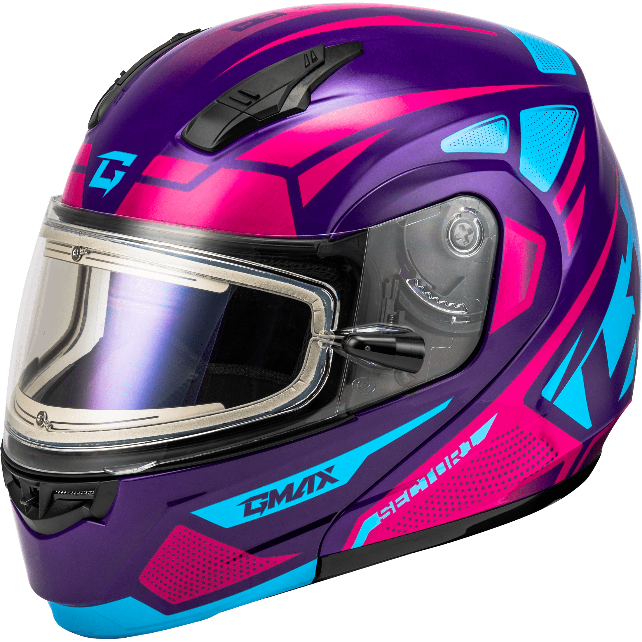 GMAX MD-04S SECTOR SNOW HELMET W/ ELECTRIC SHIELD VIOLET/PINK MD