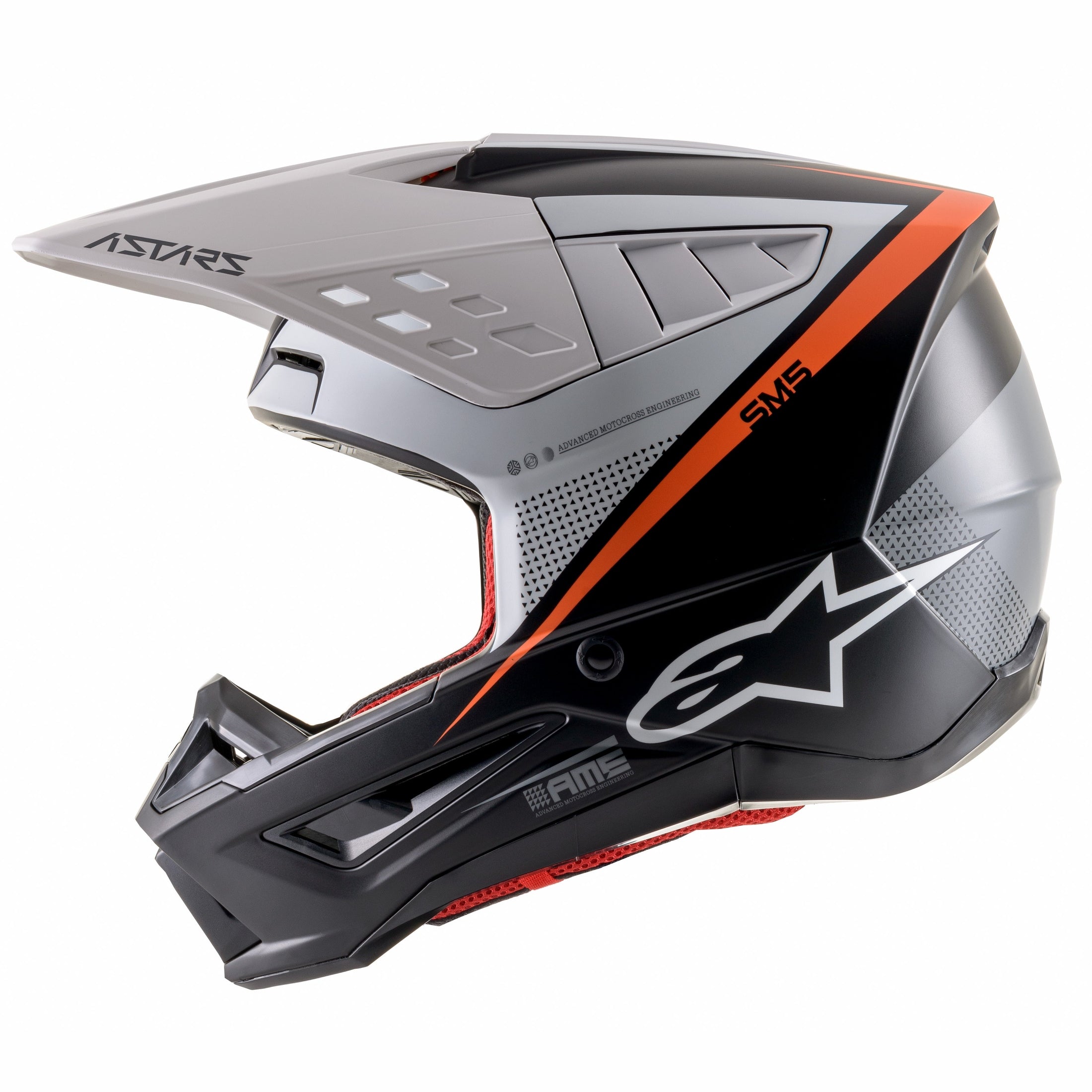 ALPINESTARS S-M5 RAYON HELMET MATTE BLK/WHT/ORANGE FLUO LG