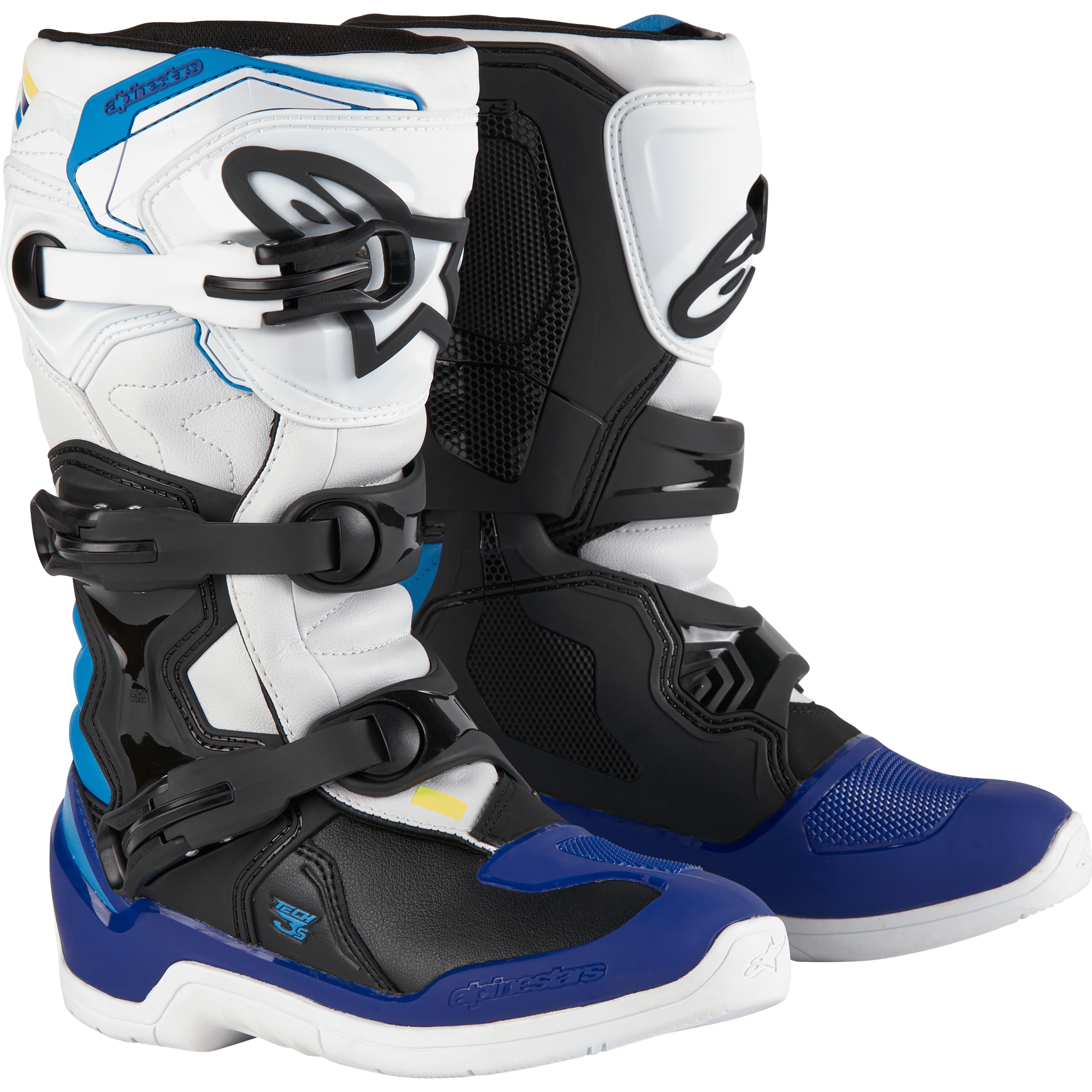 ALPINESTARS TECH 3S YOUTH BOOTS WHT/BLK/ENAMEL BLUE SZ 3