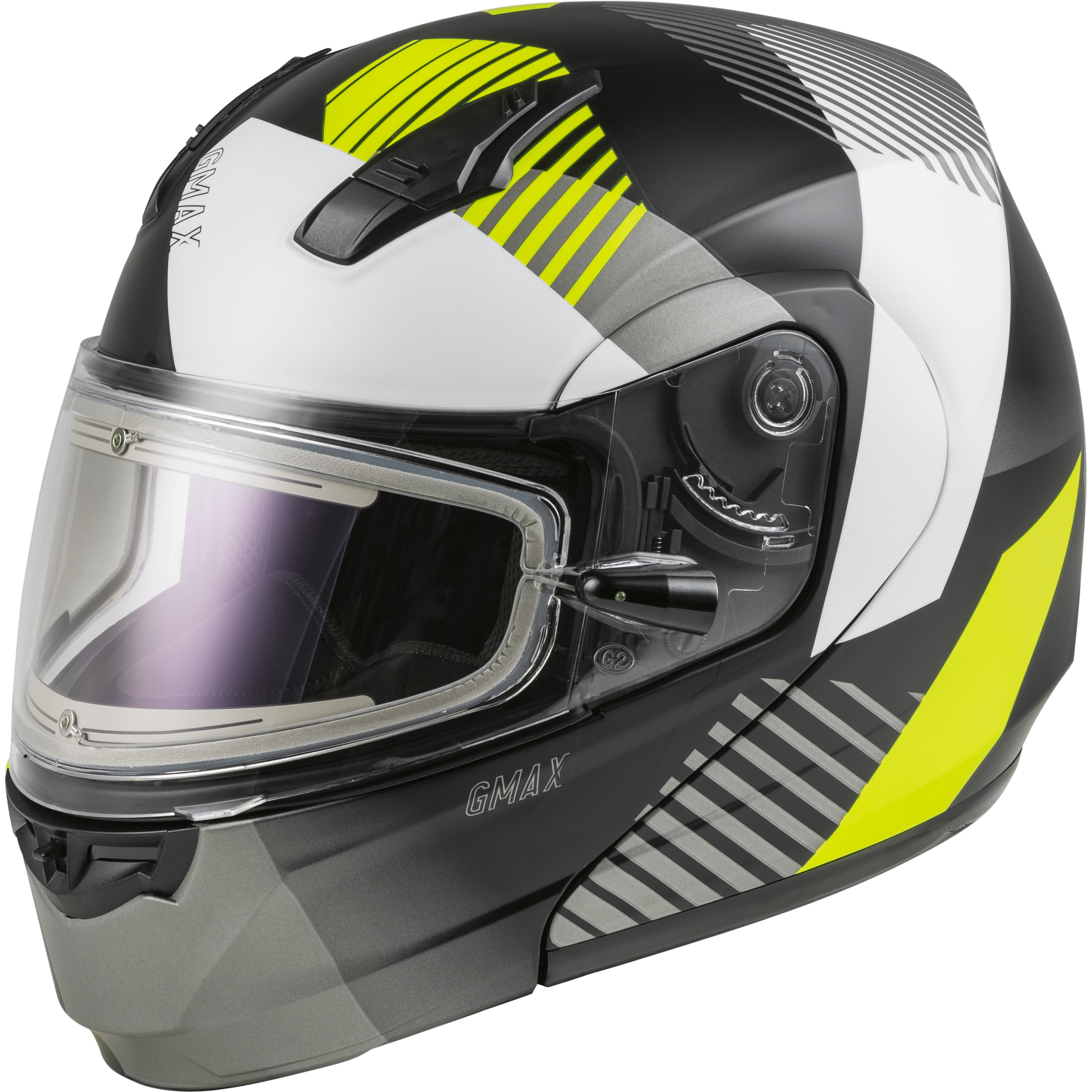 GMAX MD-04S MODULAR RESERVE W/ELEC SHIELD MATTE BLK/SIL/HI-VIS 2X