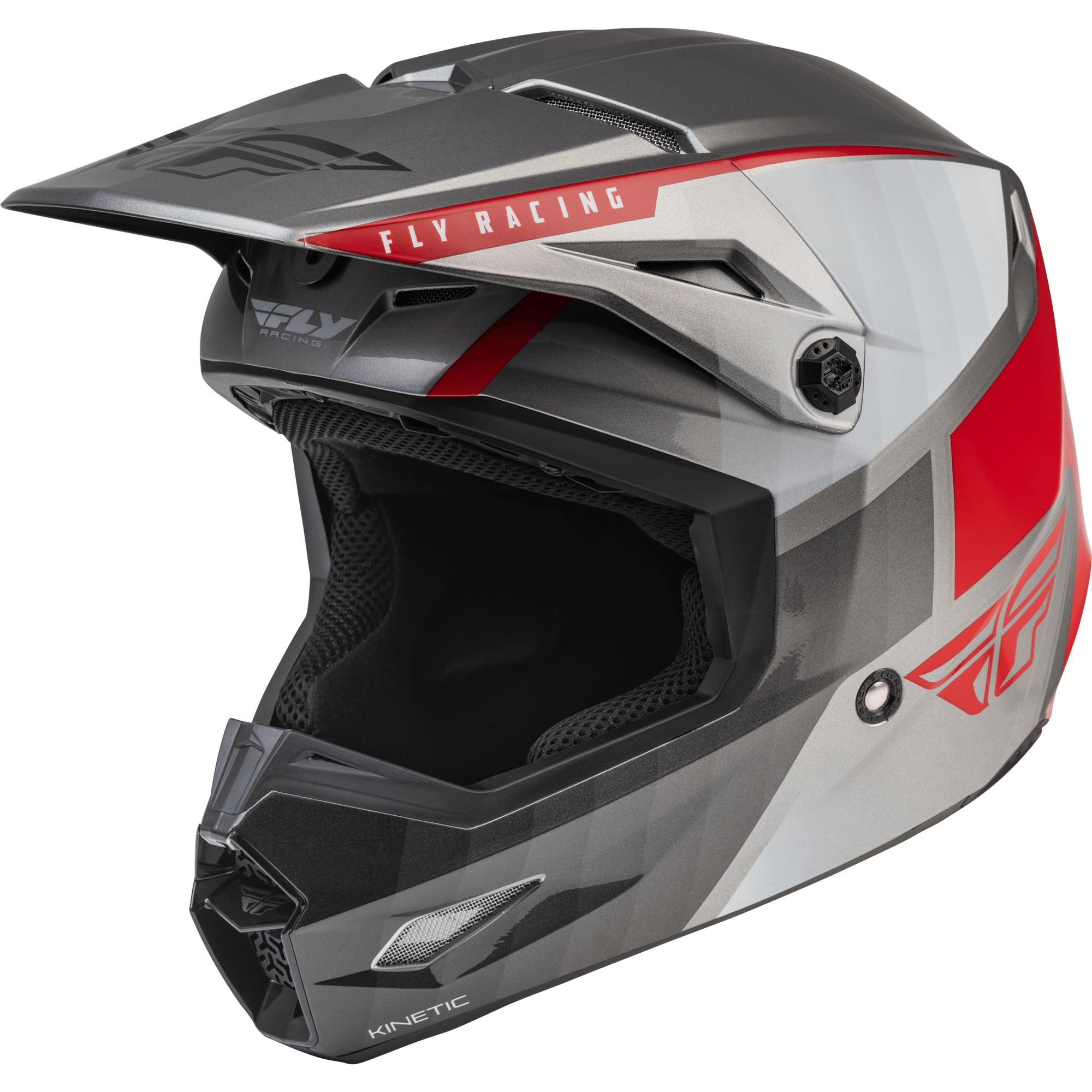 FLY RACING KINETIC DRIFT HELMET CHARCOAL/LIGHT GREY/RED XL