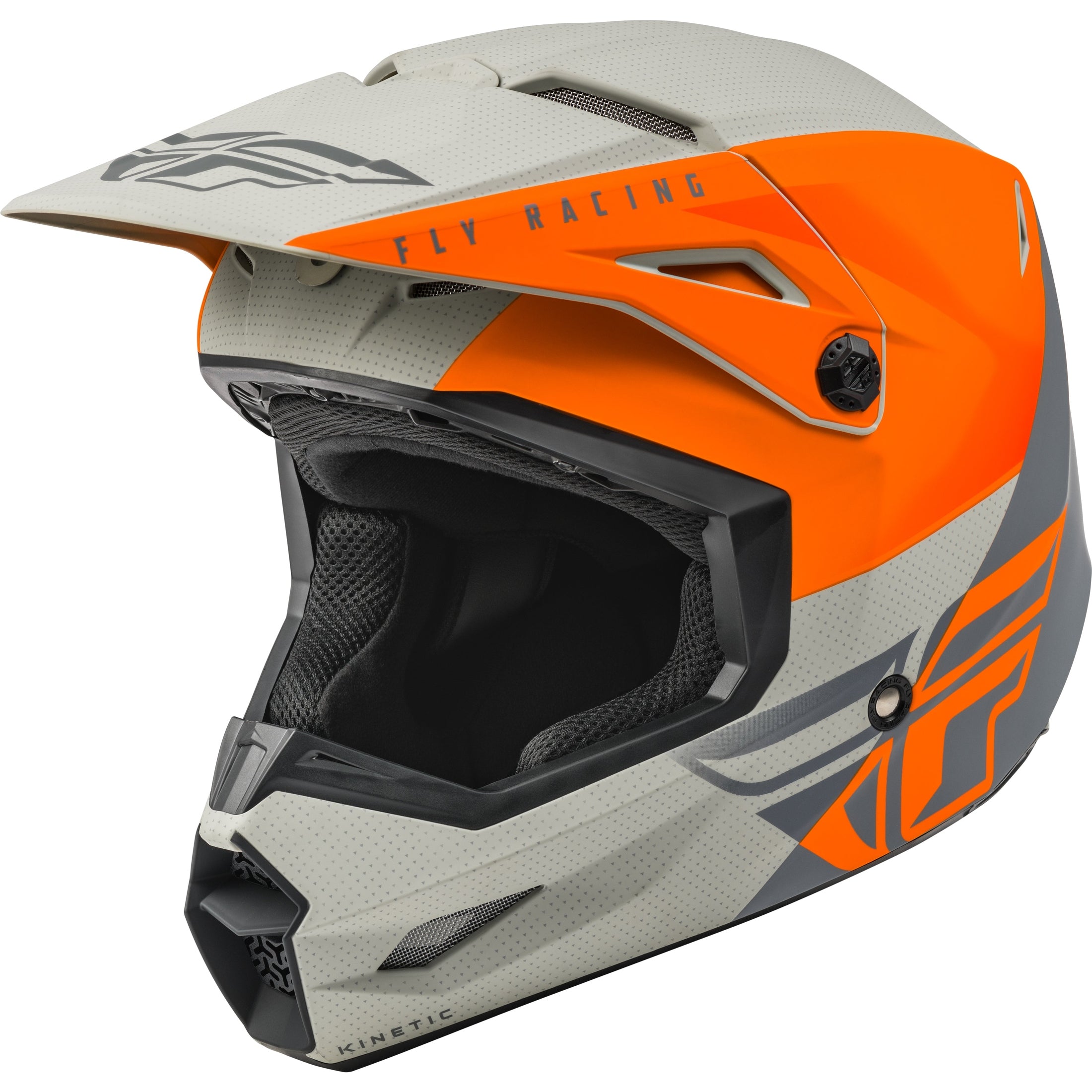 FLY RACING YOUTH KINETIC STRAIGHT EDGE HELMET MATTE ORANGE/GREY YS