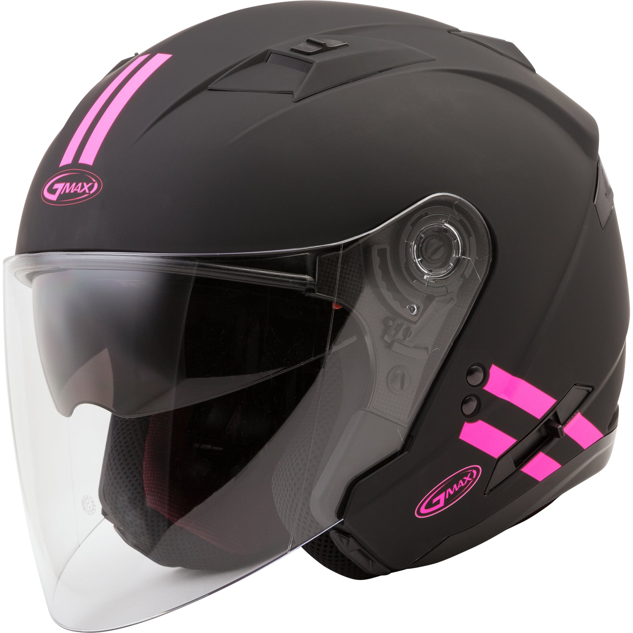 GMAX OF-77 OPEN-FACE DOWNEY HELMET MATTE BLACK/PINK SM